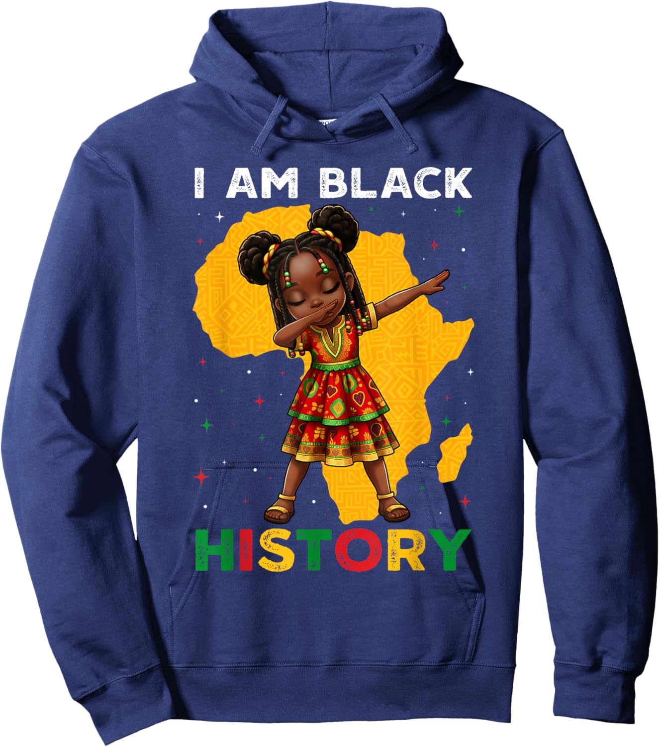 I Am Black History Dabbing Girl Melanin African Girls Kids Hoodie - Hoodie | Navy