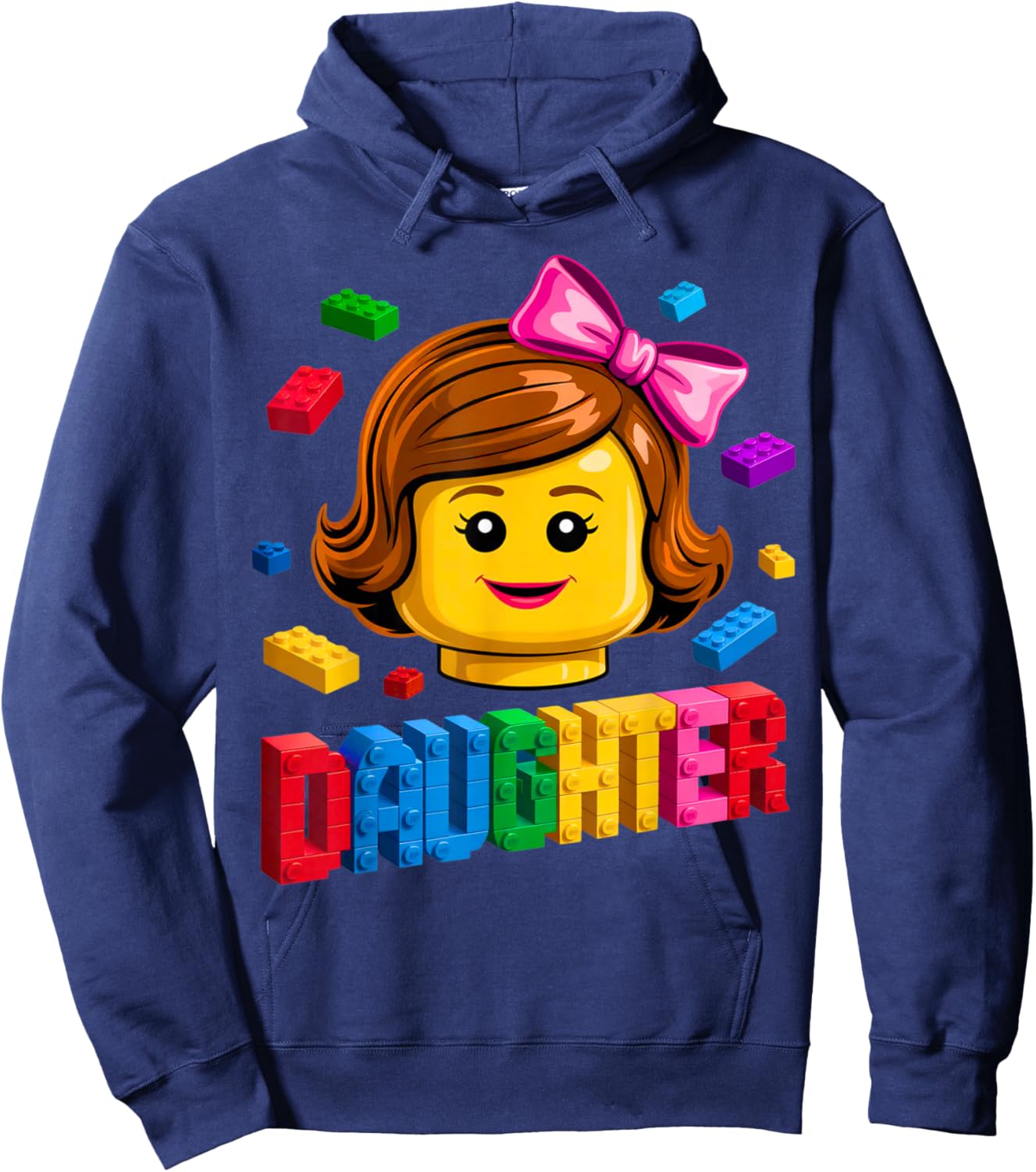 Family Daughter Master Builder Building Brick Blocks Kids Hoodie - Hoodie | Navy