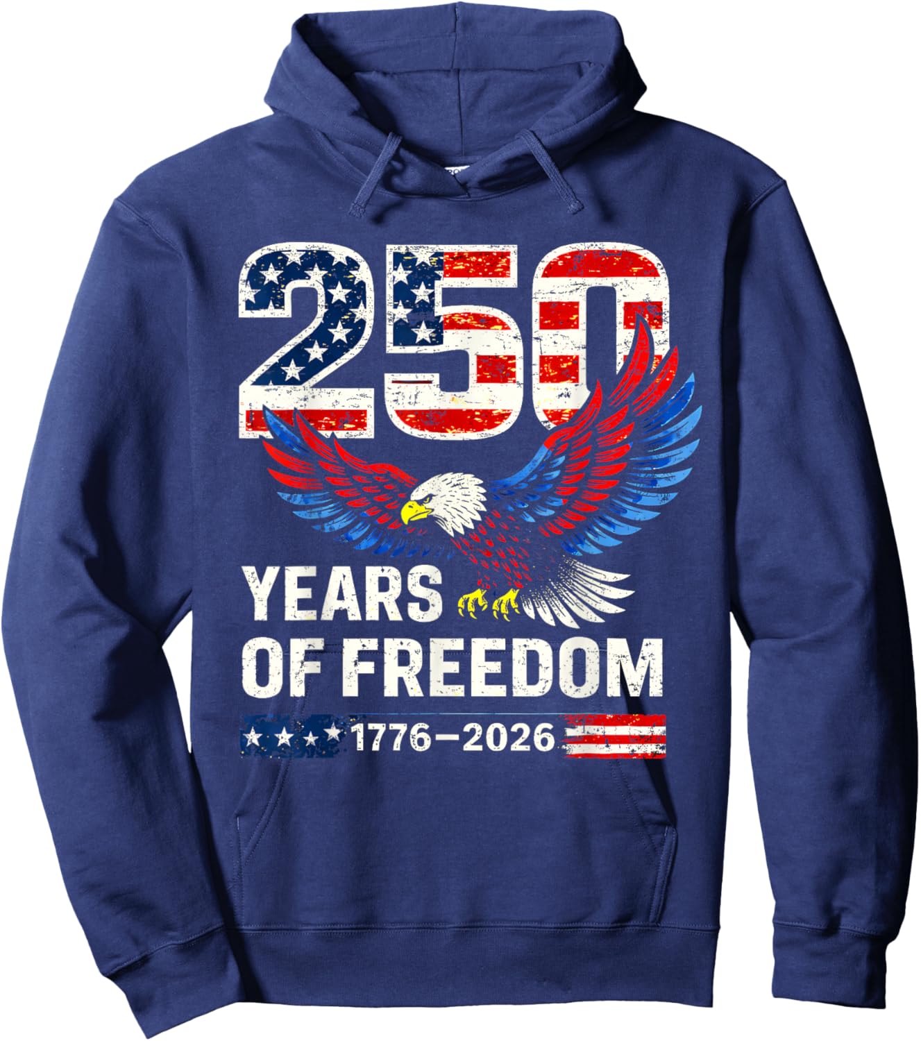 Flag Vintage 250 Years American 1776 2026 250th USA Birthday Hoodie - Hoodie | Navy