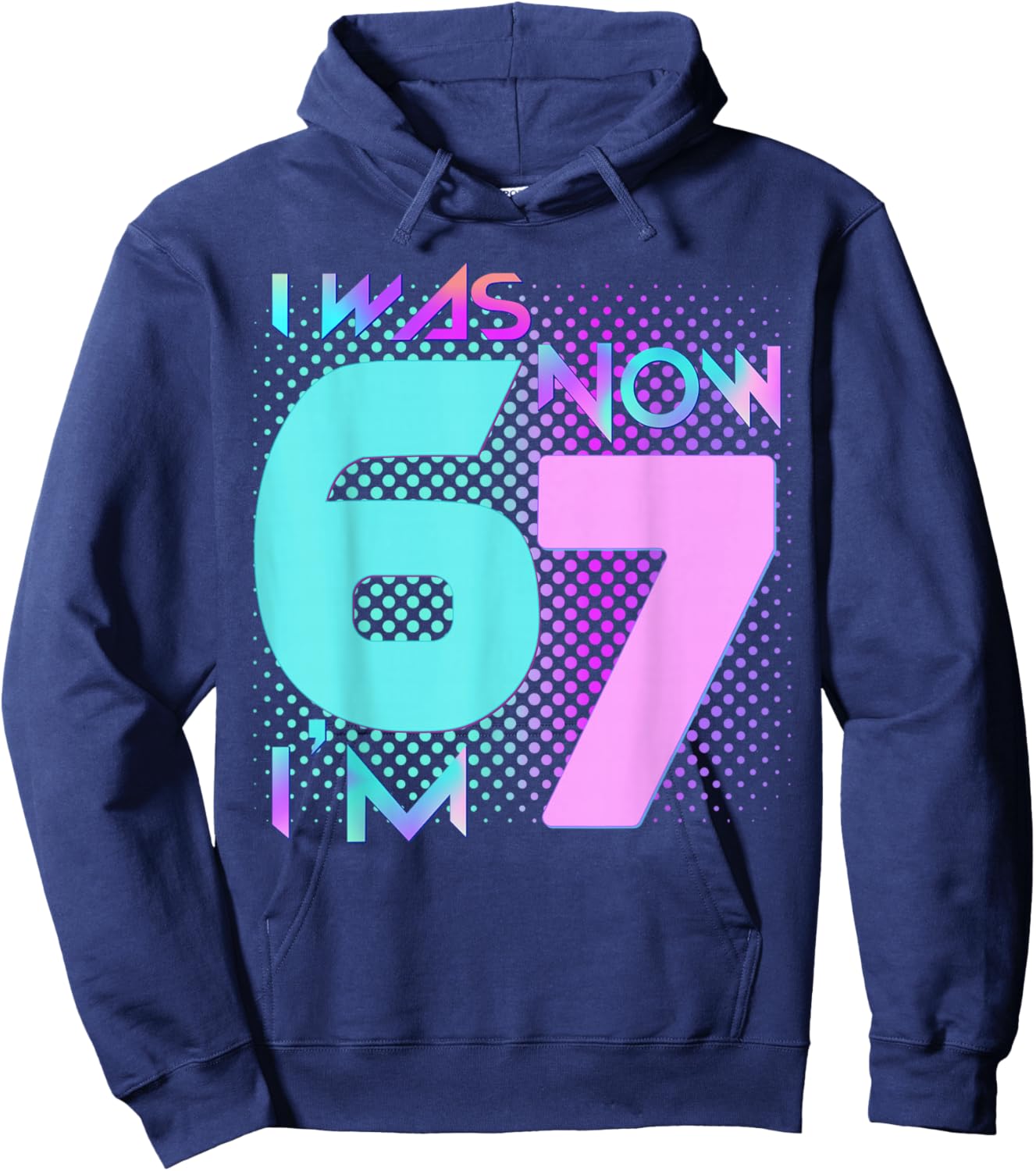 Blue and Pink I was 6 Now I'm 7 Birthday Boys Girls Bday Hoodie - Hoodie | Navy