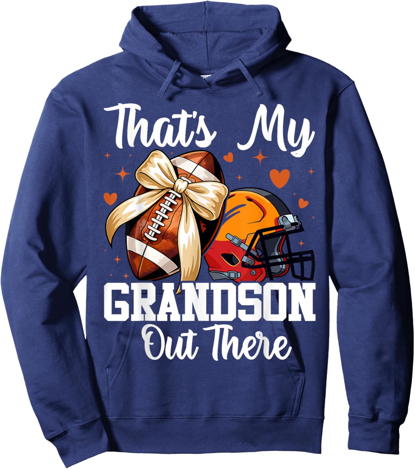 Coquette That's My Grandson Out There Funny Football Grandma Hoodie - Hoodie | Navy