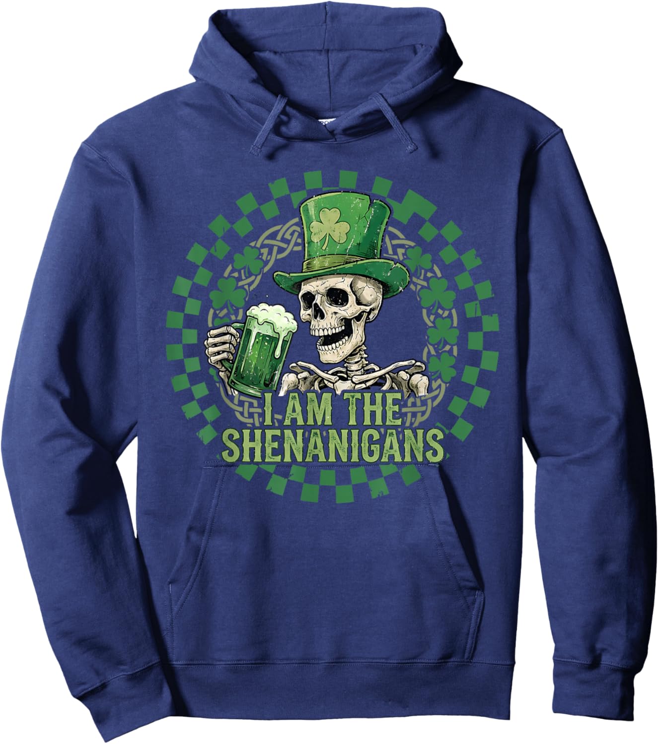 St. Patrick's Day Skull Skeleton Leprechaun Saint Paddy's Hoodie - Hoodie | Navy