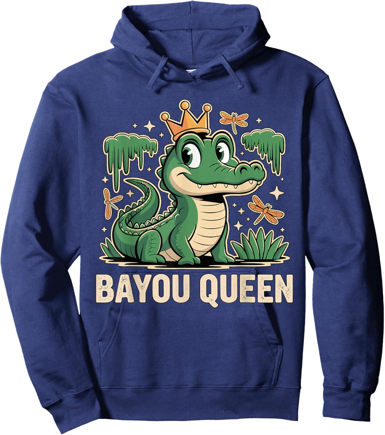 Bayou Queen Louisiana Alligator Retro Wildlife Travel Cajun Hoodie - Hoodie | Navy