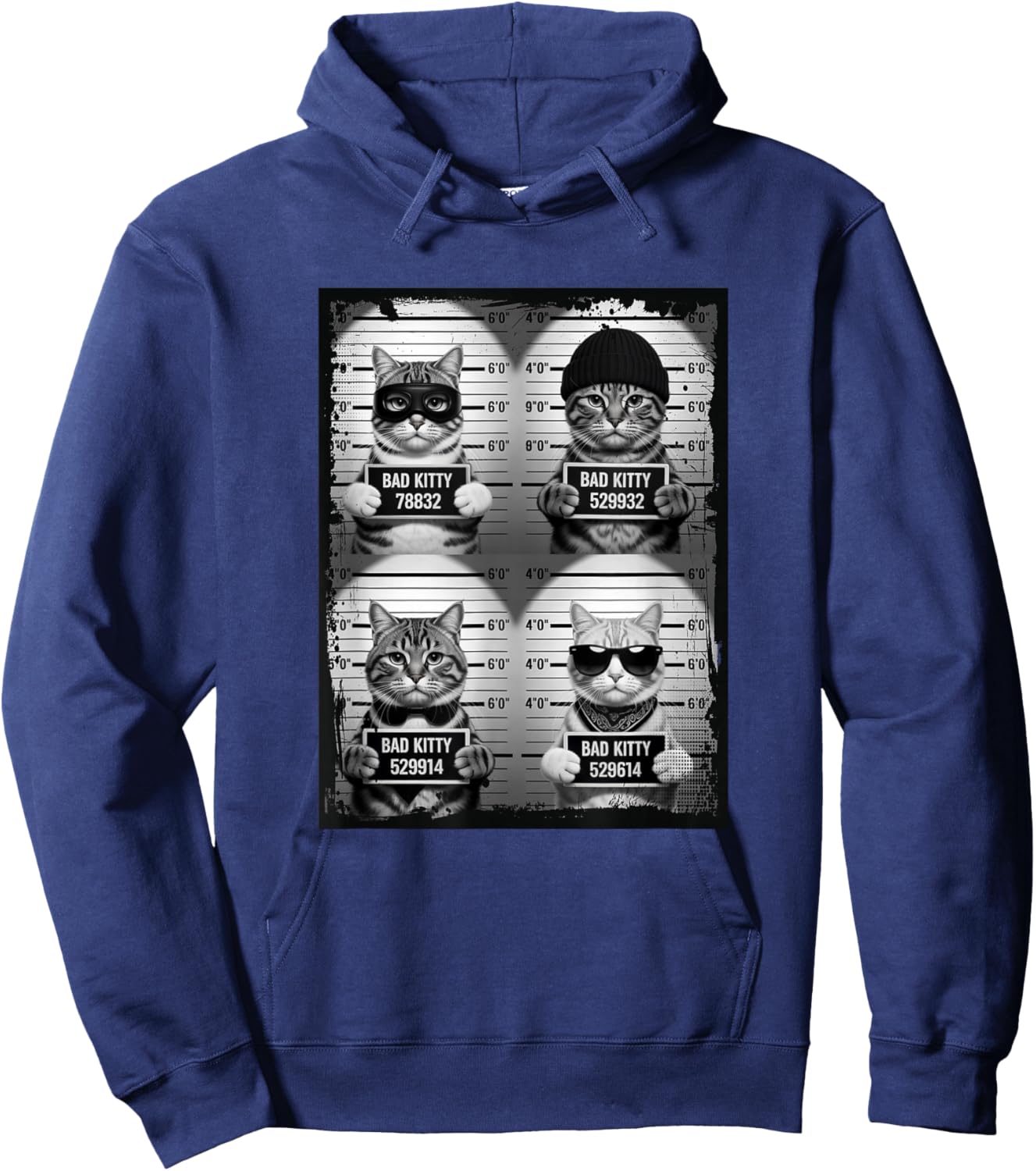 Funny Bad Cats Feline Mugshots Hoodie - Hoodie | Navy