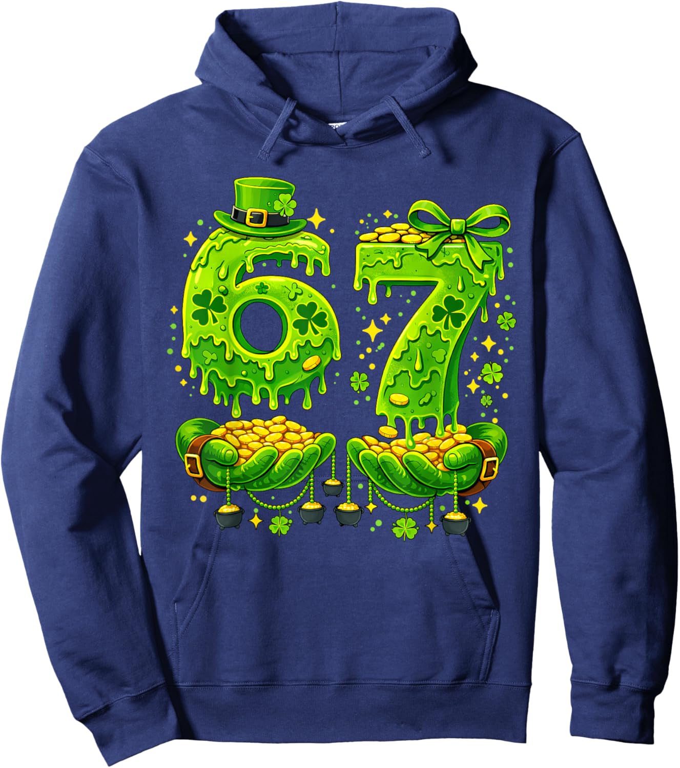 67 Six Seven St Patricks Day 6 7 Meme Boys Girls Teens Kids Hoodie - Hoodie | Navy