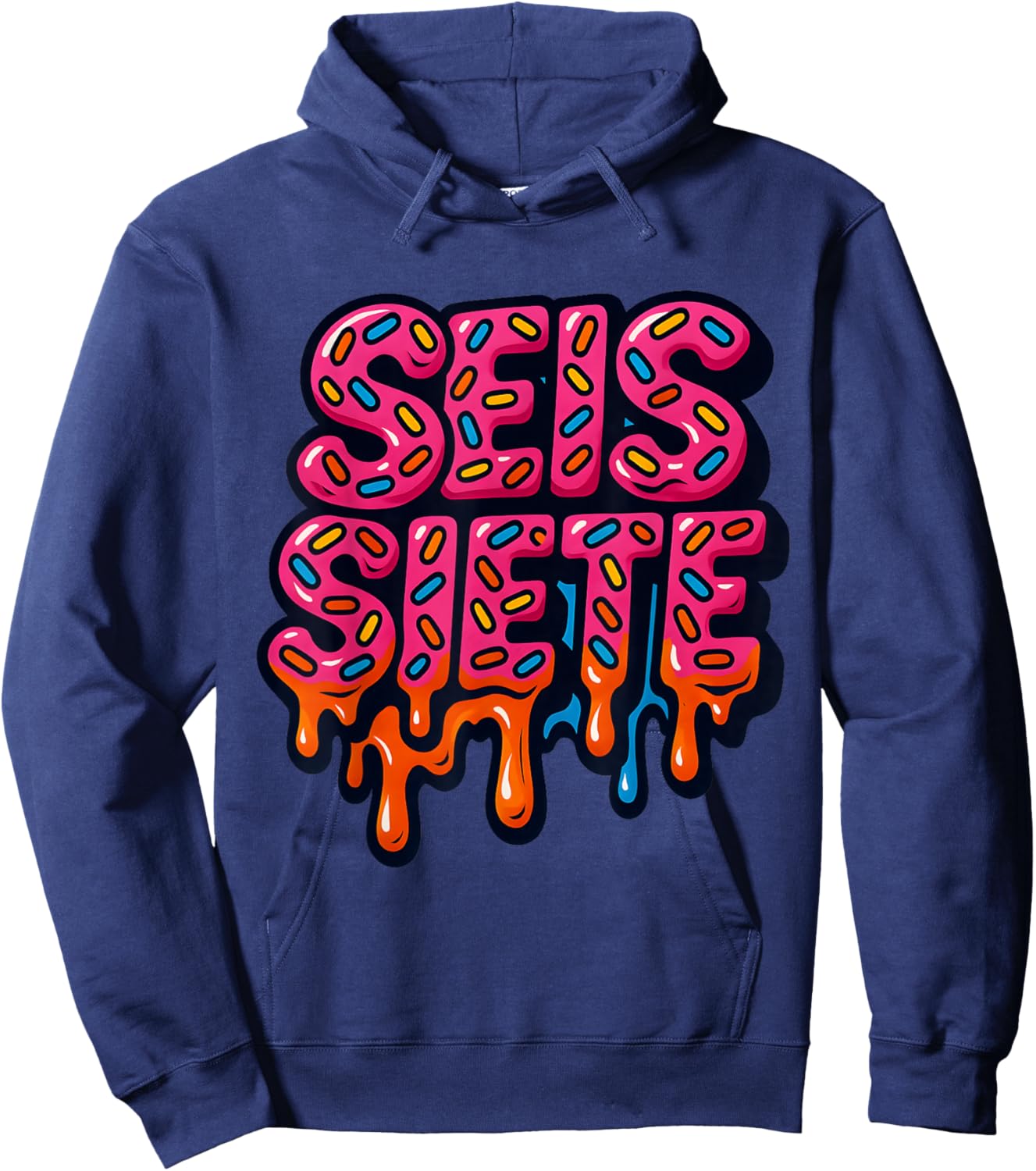 67 Six Seven SEIS Seven Spanish Brainrot Viral Meme Hoodie - Hoodie | Navy
