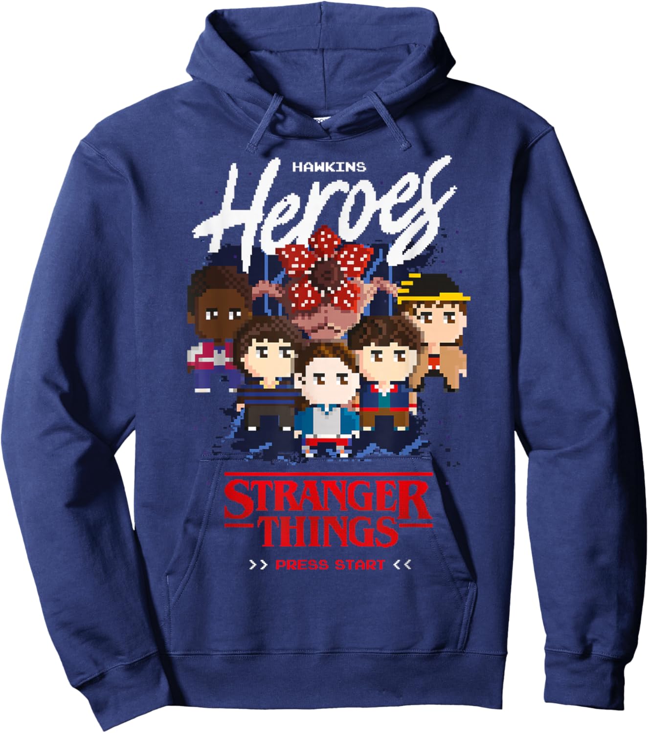Stranger Things Season 5 Hawkins Heroes Video Game Screen Hoodie - Hoodie | Navy