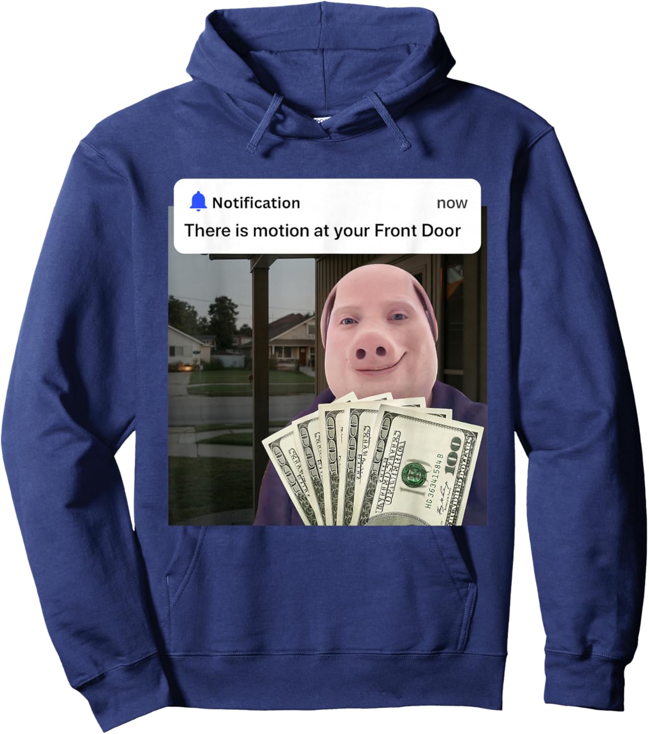 John Pork There is Motion at Your Front Door Brainrot Memes Hoodie - Hoodie | Navy