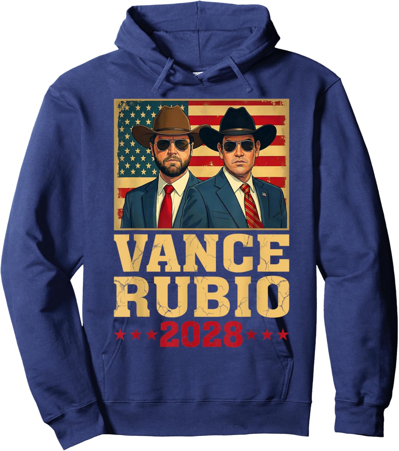 Vance Rubio 2028 President JD Vance Marco Rubio USA Flag Hoodie - Hoodie | Navy