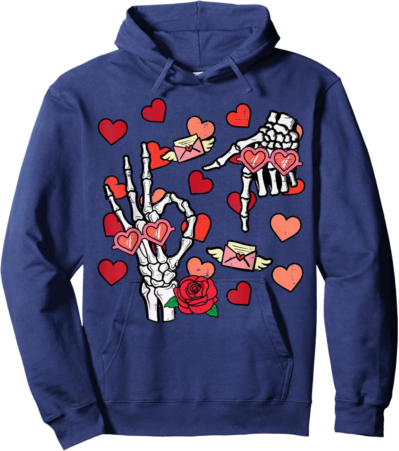 6 7 Valentines Day Skeleton 6 7 Valentine Kids Boys Youth Hoodie - Hoodie | Navy