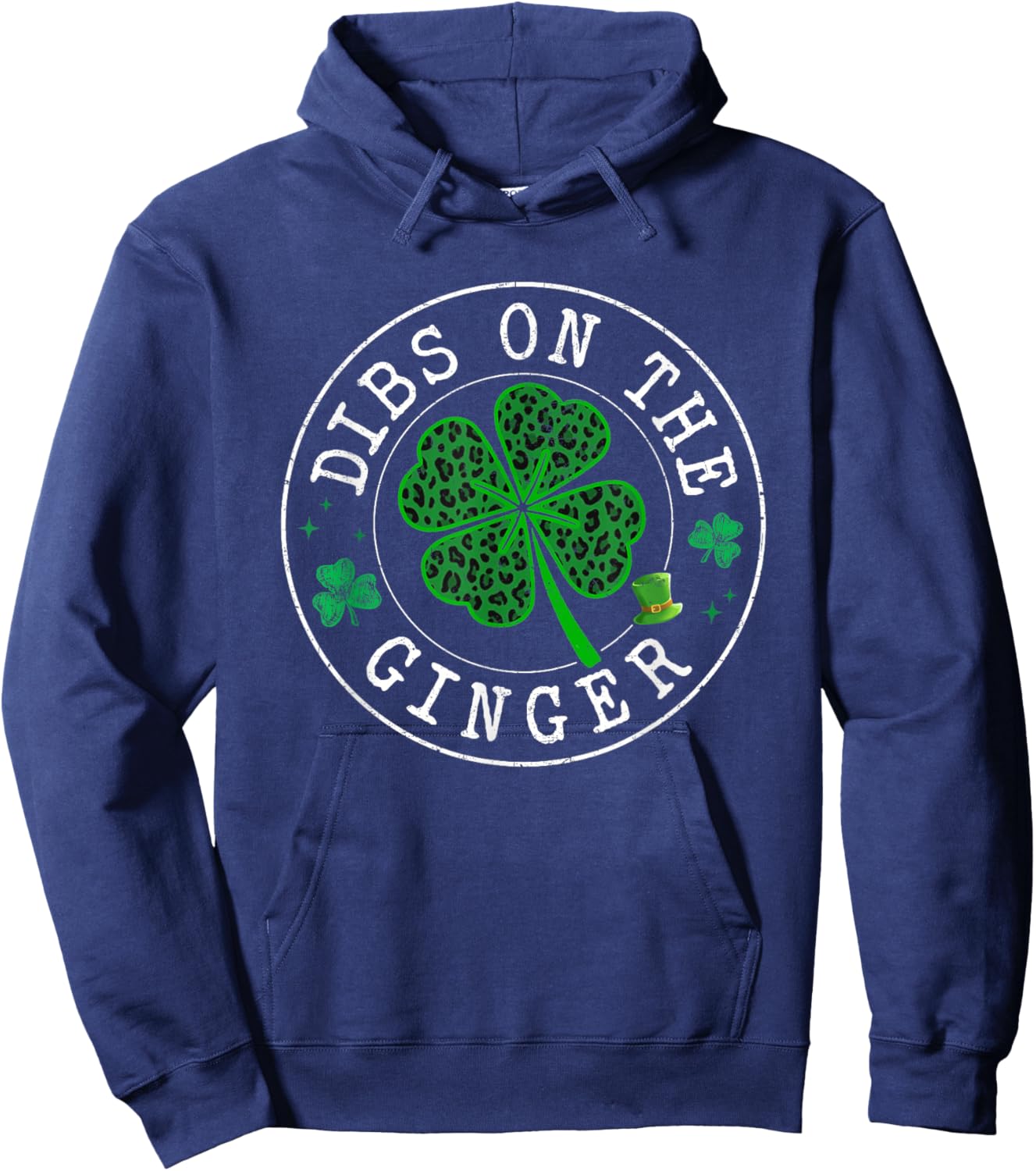 St Patrick Day Dibs On The Ginger Leopard Saint Pattys Girls Hoodie - Hoodie | Navy