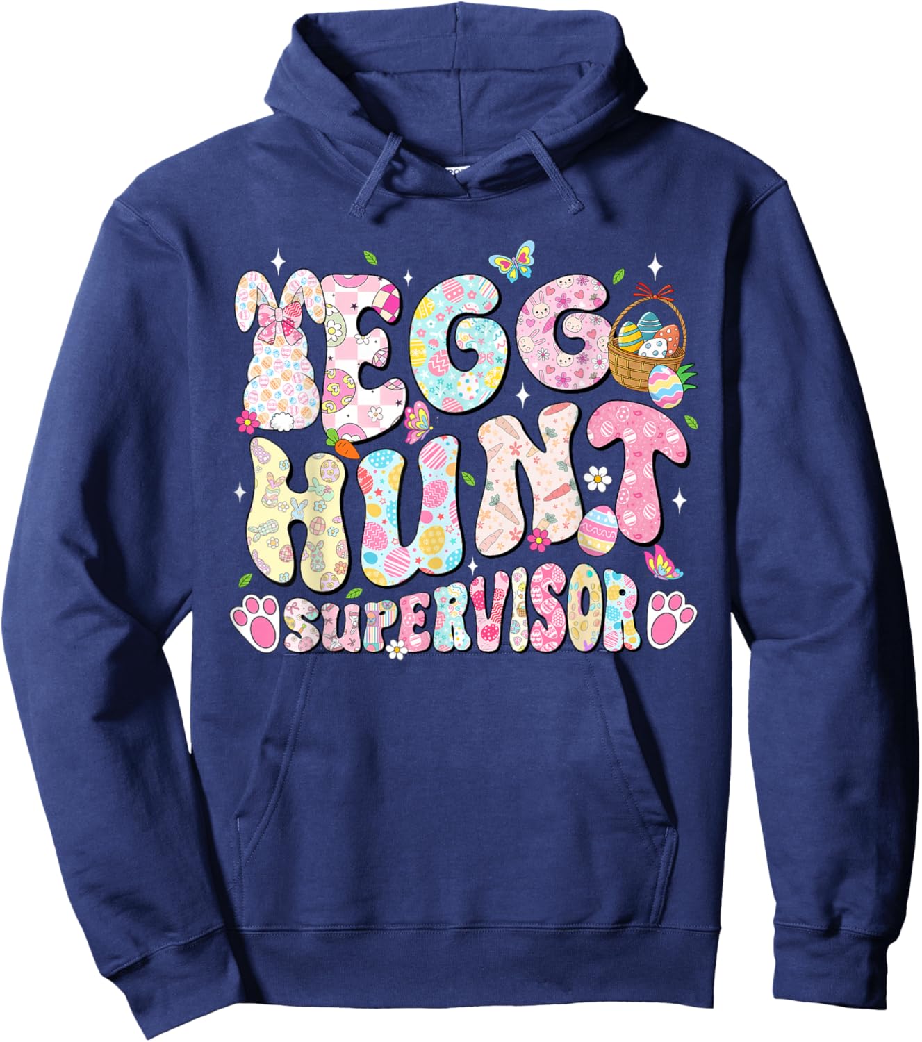 Easter Egg Hunt Supervisor Funny Mom Dad Men Women Kids Hoodie - Hoodie | Navy