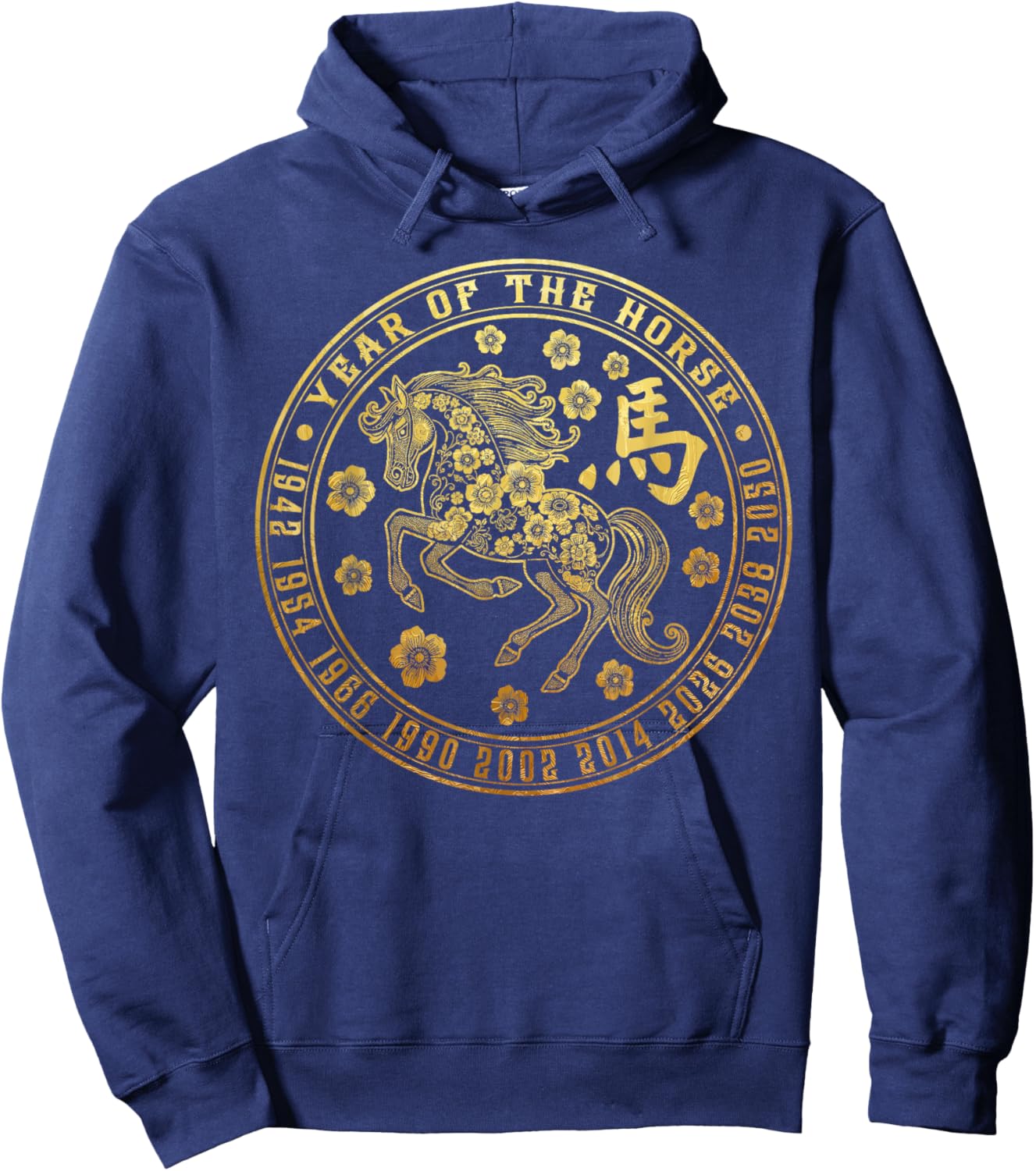 Vintage Chinese New Year 2026 Year of The Horse Lunar Zodiac Hoodie - Hoodie | Navy