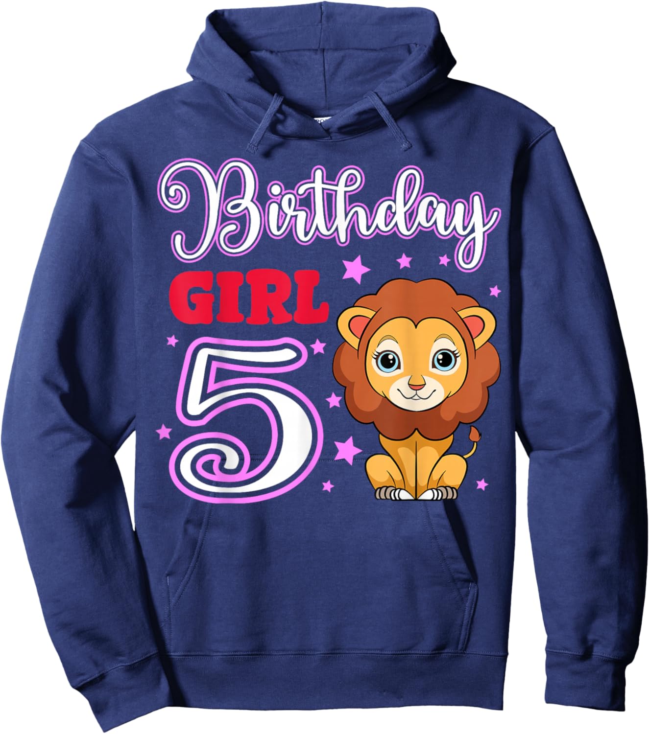 Lion 5th Birthday Girl Party Safari Jungle Zoo Adventure Hoodie - Hoodie | Navy