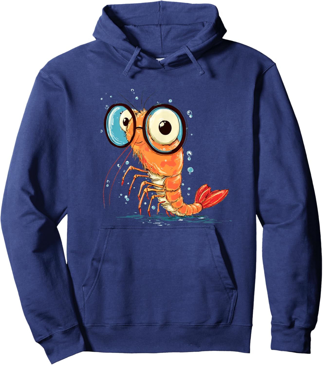 Funny Shrimp Face with Glasses for Seafood and Shrimps Fans Hoodie - Hoodie | Navy