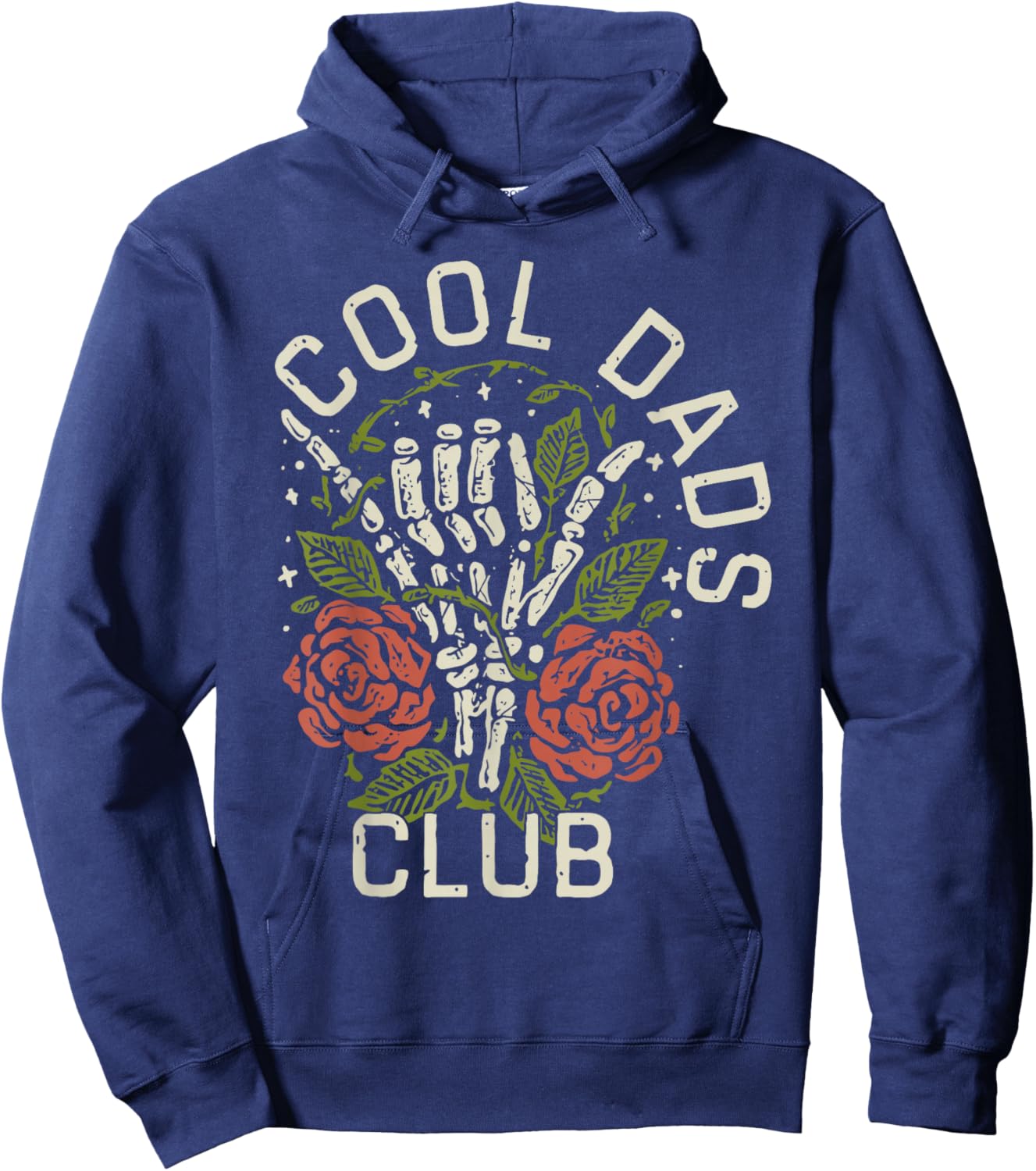 Cool Dads Club Skeleton Hand Rose Flower Daddy Father's Day Hoodie - Hoodie | Navy