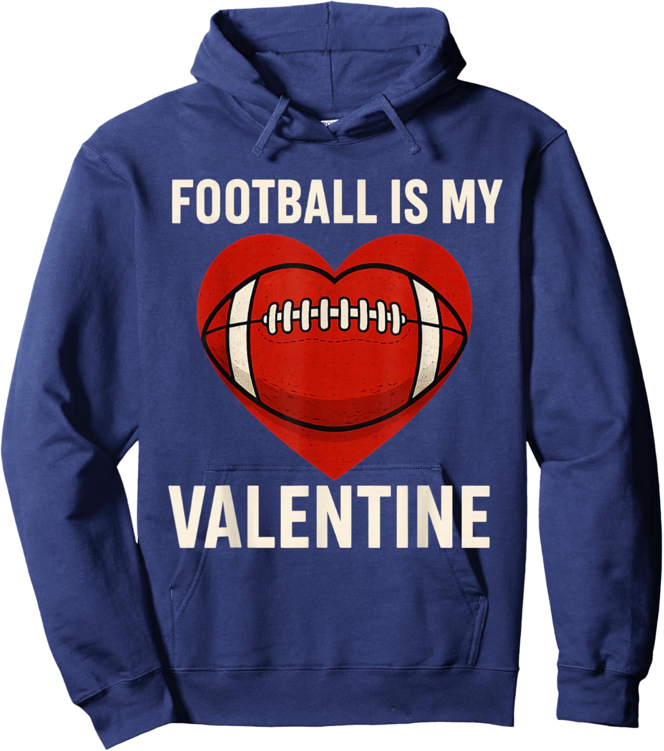 Boys Valentines Day Football Heart Peewee Player Gifts Hoodie - Hoodie | Navy