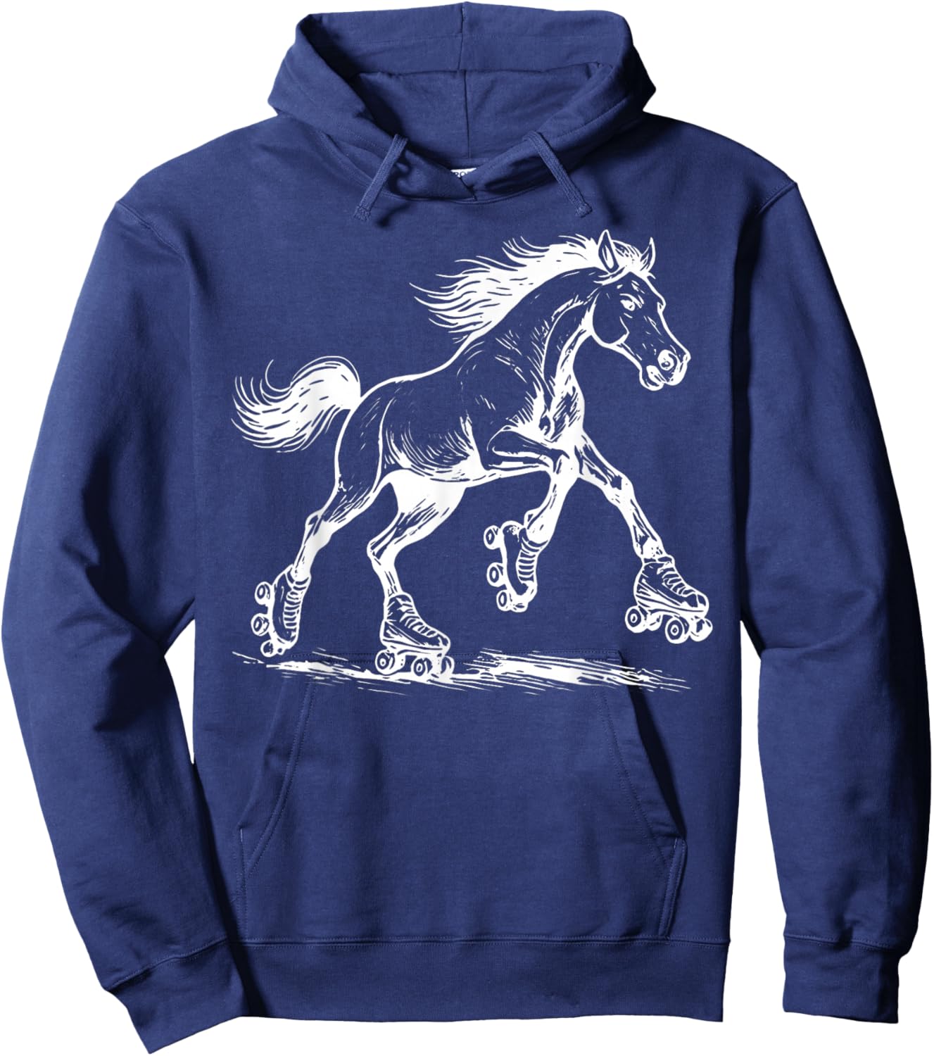 Vintage Horse Skating Roller Skates Funny Sport Lovers Hoodie - Hoodie | Navy
