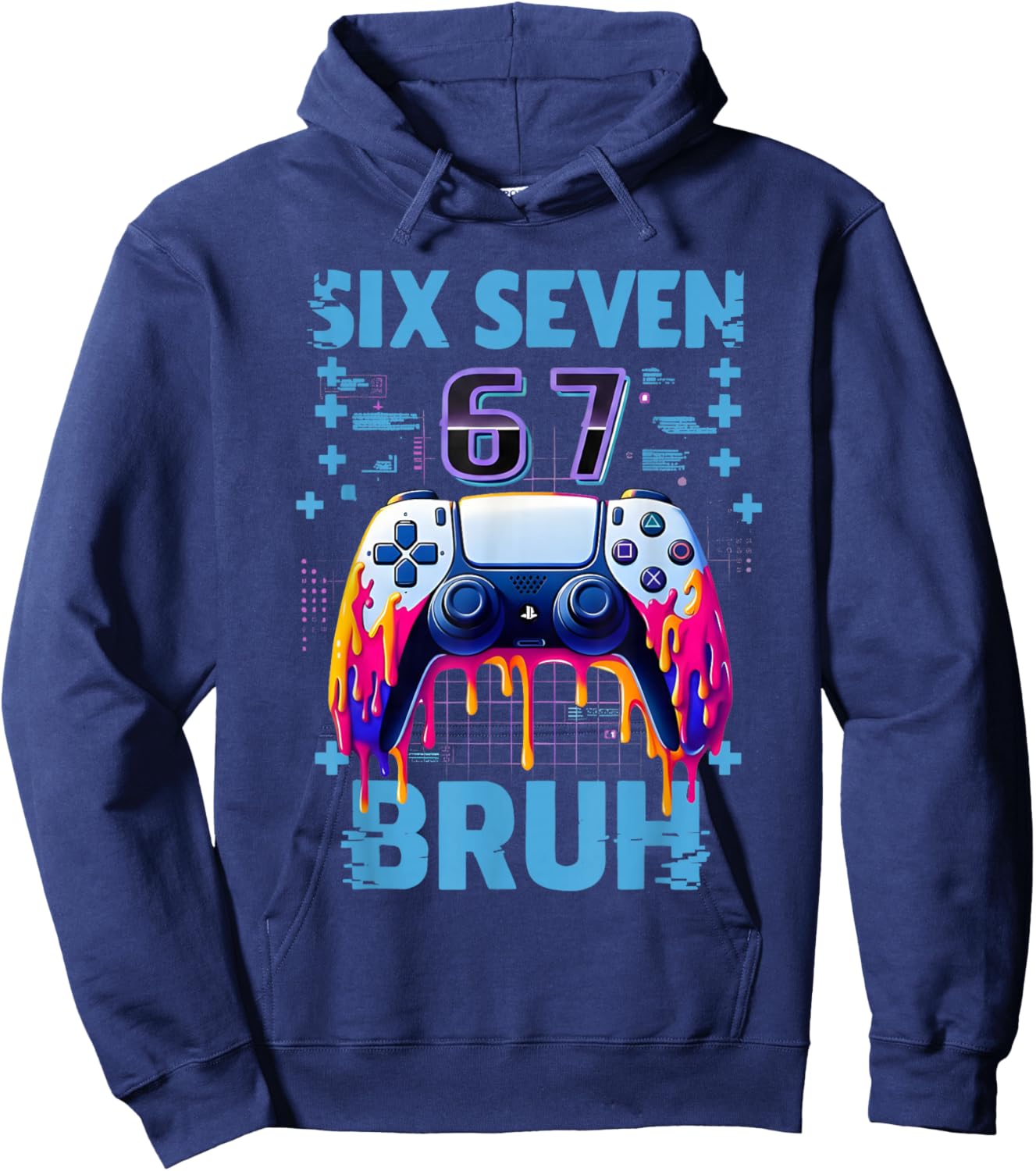 Funny Six Seven 67 Bruh Birthday Boy Gamer Gift Boys Kid Hoodie - Hoodie | Navy