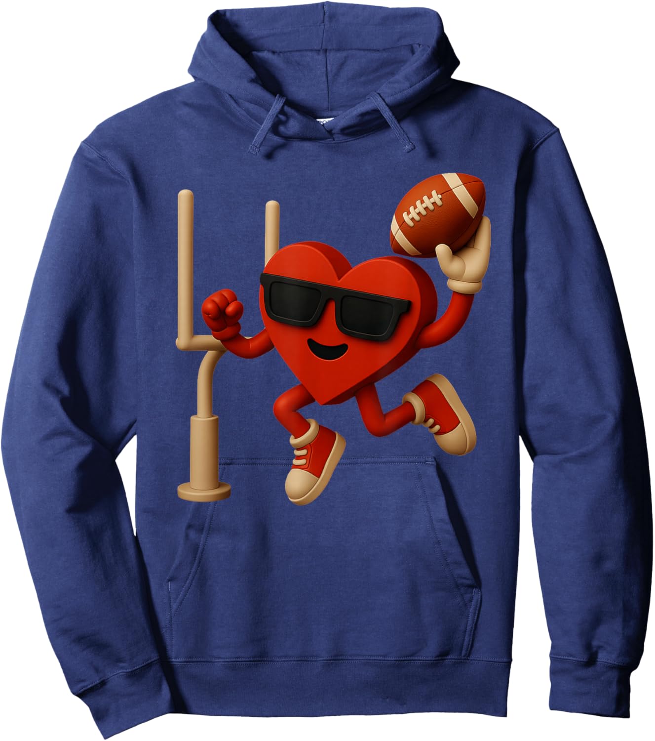 Football Valentines Day Cute Heart Funny Boys Girls Kids Hoodie - Hoodie | Navy