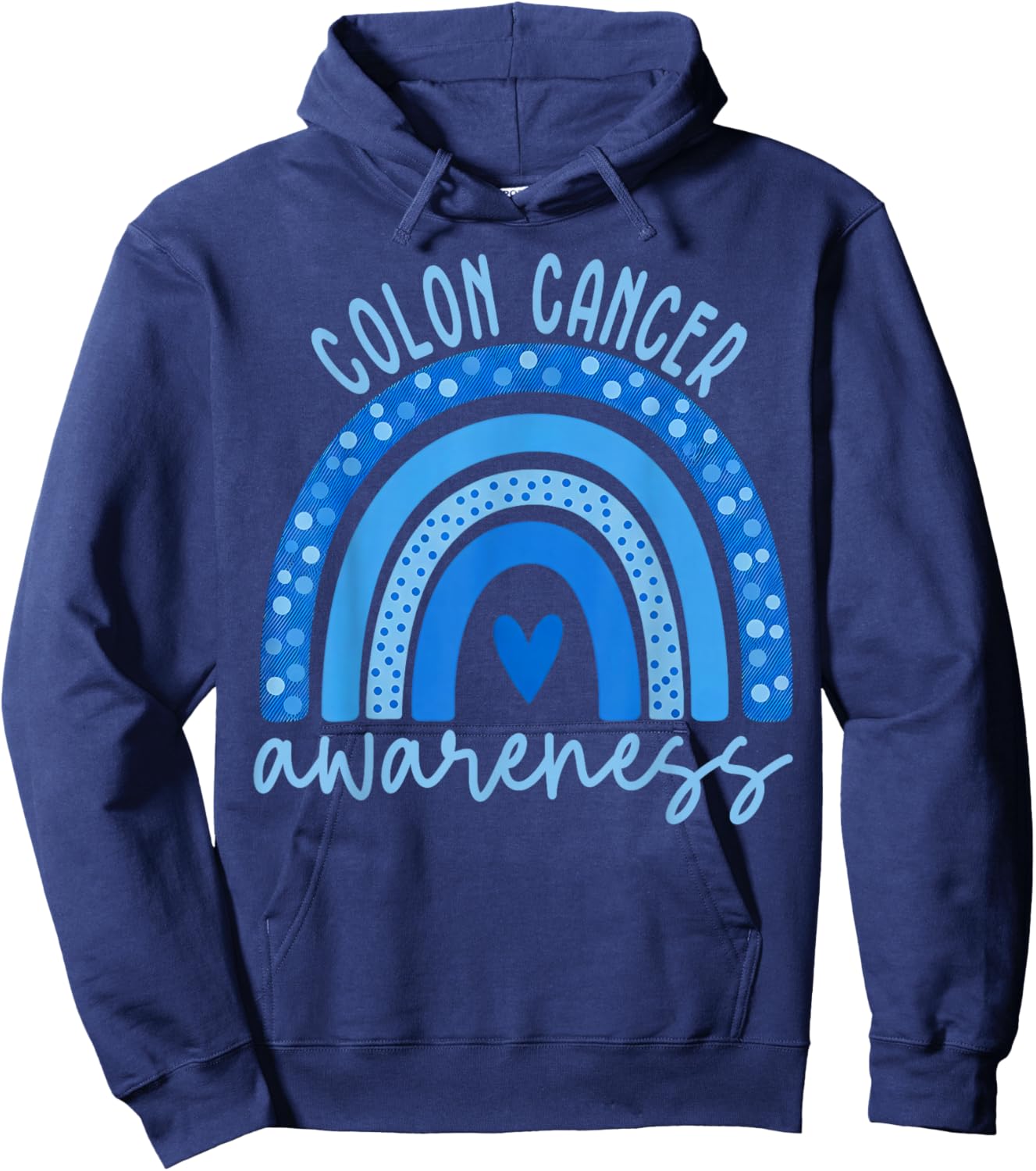 Colorectal Colon Cancer Awareness Blue Rainbow Men Women Kid Hoodie - Hoodie | Navy