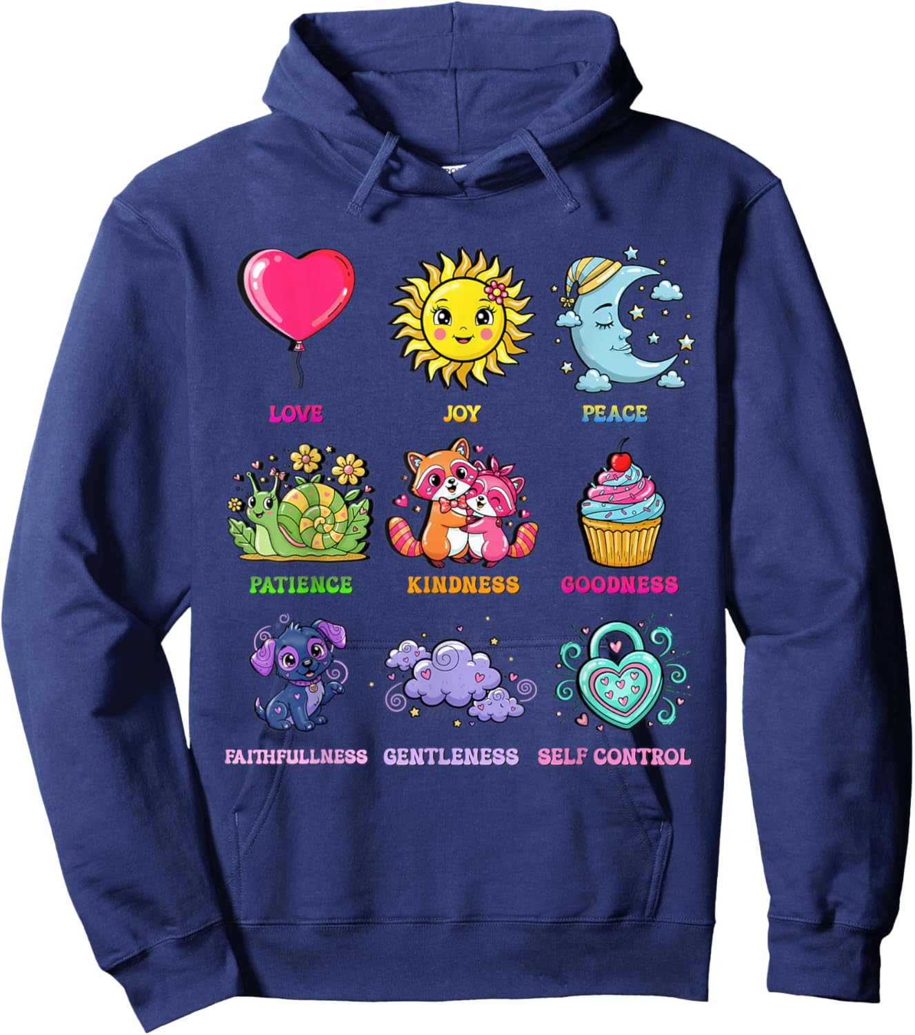 Fruits of The Spirit Love Joy Peace Kindness Faith Hoodie - Hoodie | Navy