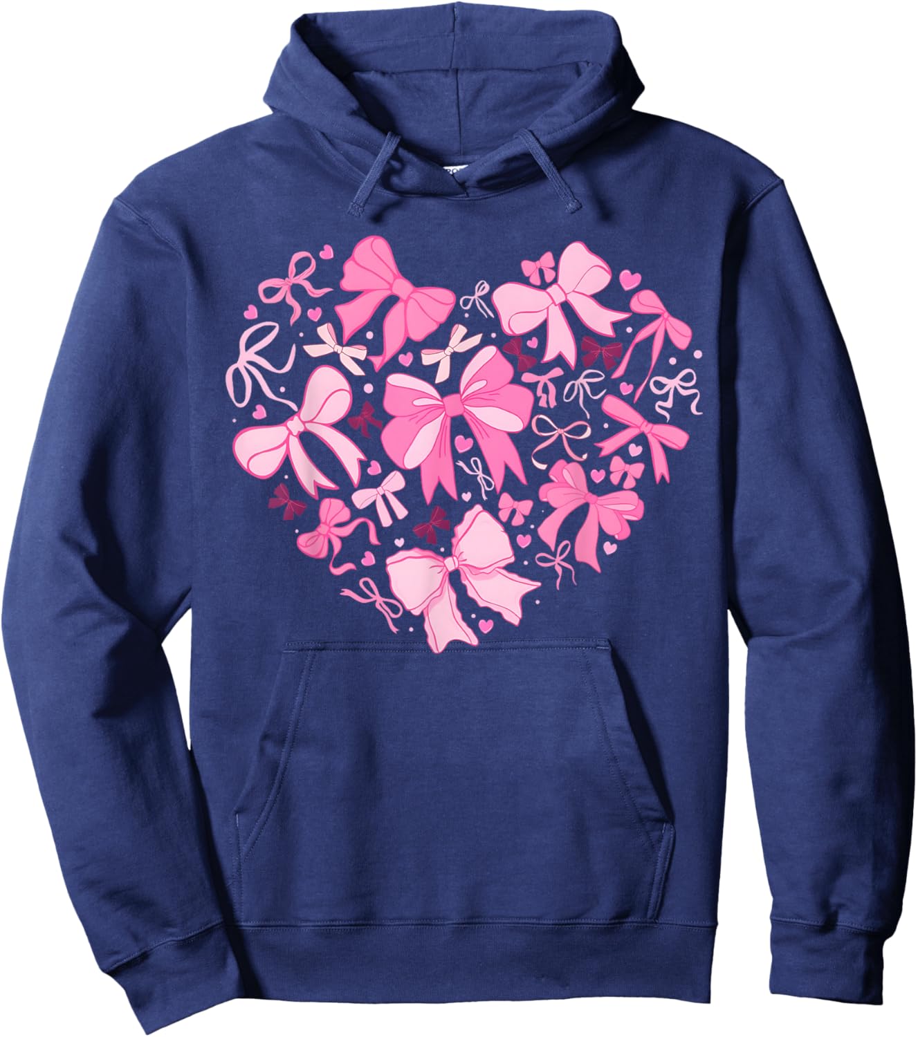 Valentine Coquette Pink Bow Heart Women Girls Kids Hoodie - Hoodie | Navy