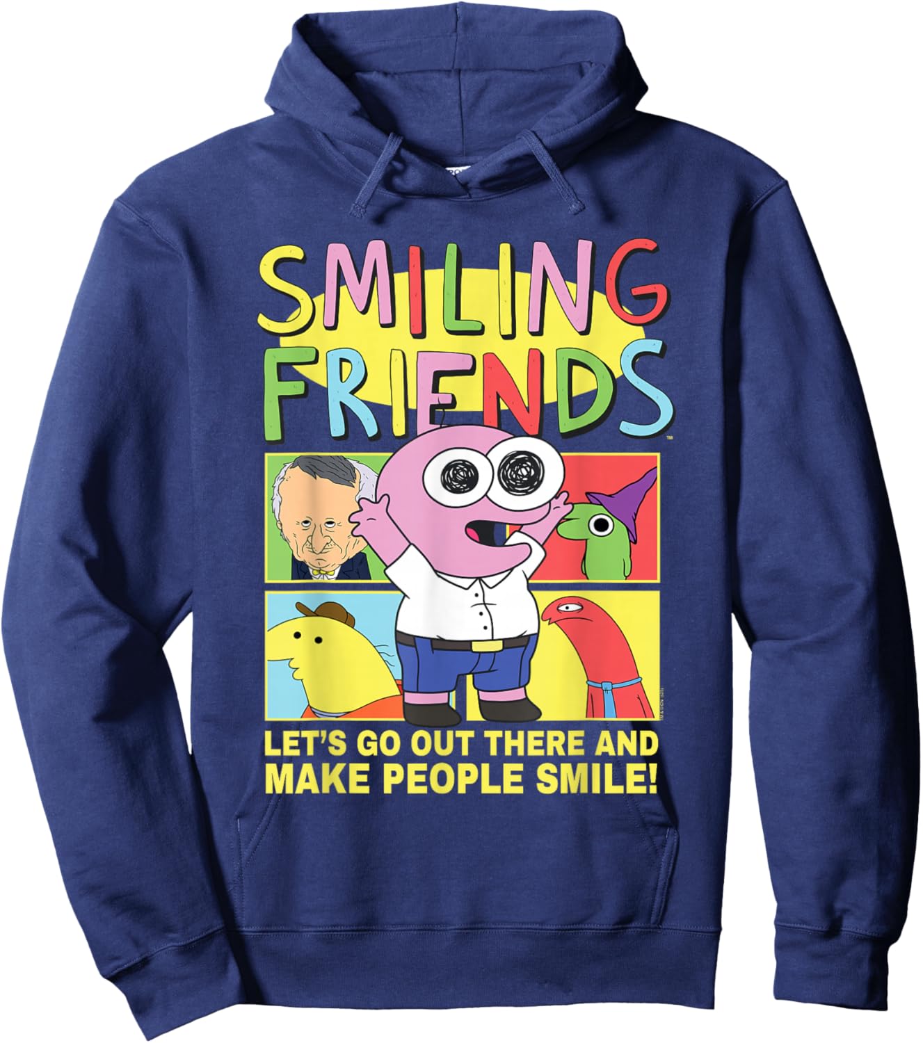 Smiling Friends Make People Smile PIM Funny Cartoon Hoodie - Hoodie | Navy