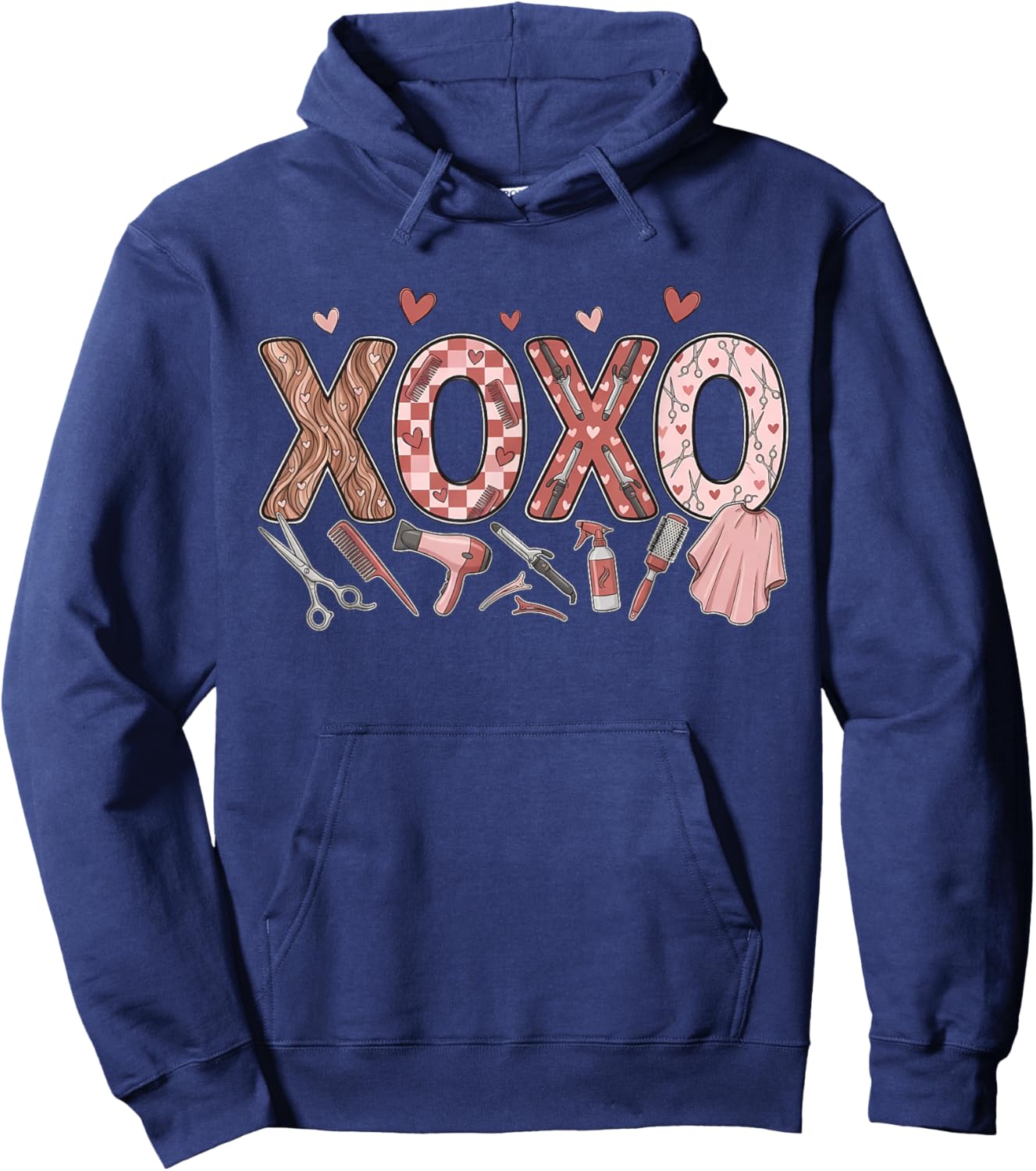 XOXO Hairstylist Valentines Hairdresser Cosmetologist Spa Hoodie - Hoodie | Navy