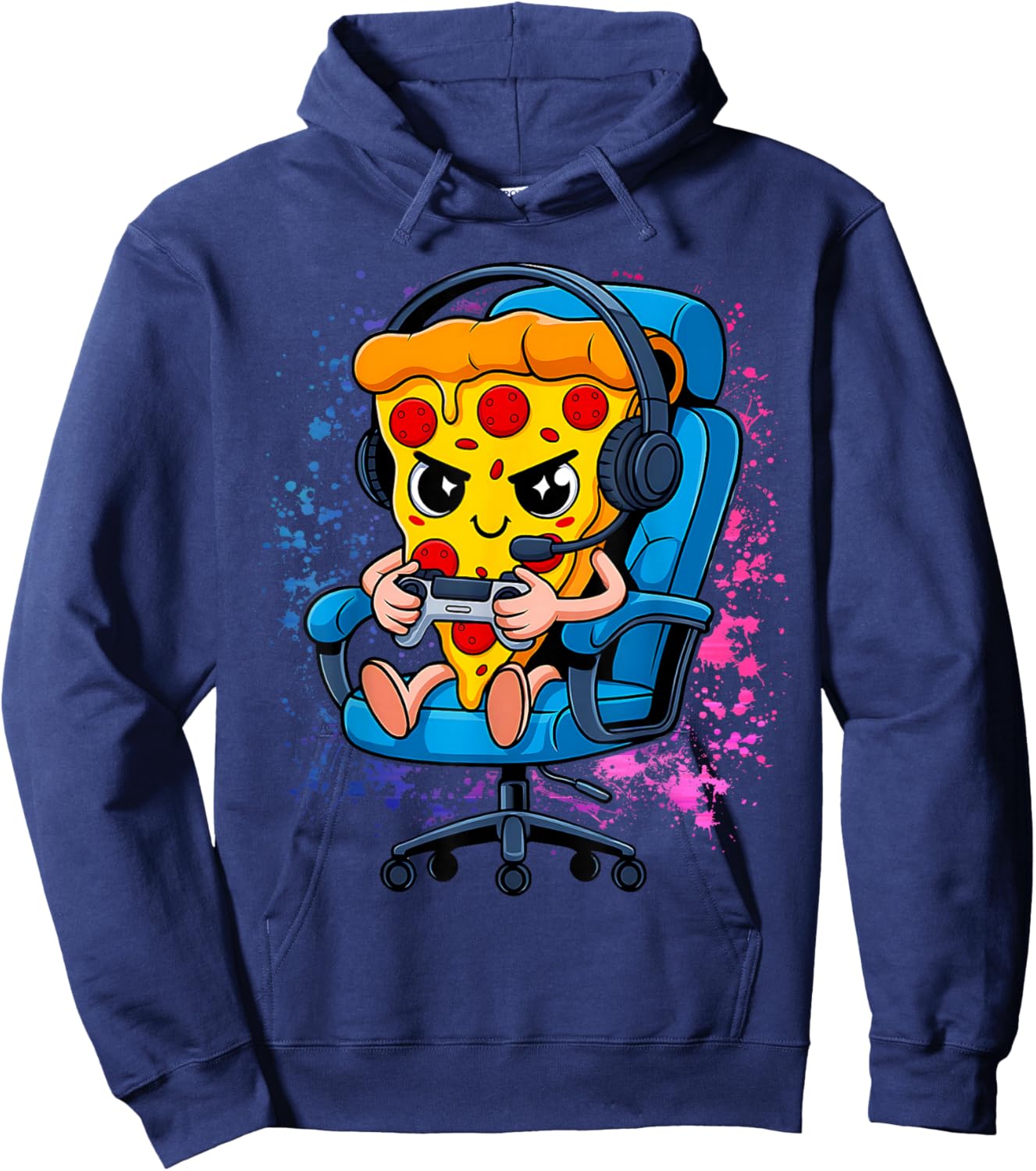 Gamer Pizza Video Gaming Funny Food Men Boys Kids Teen Youth Hoodie - Hoodie | Navy