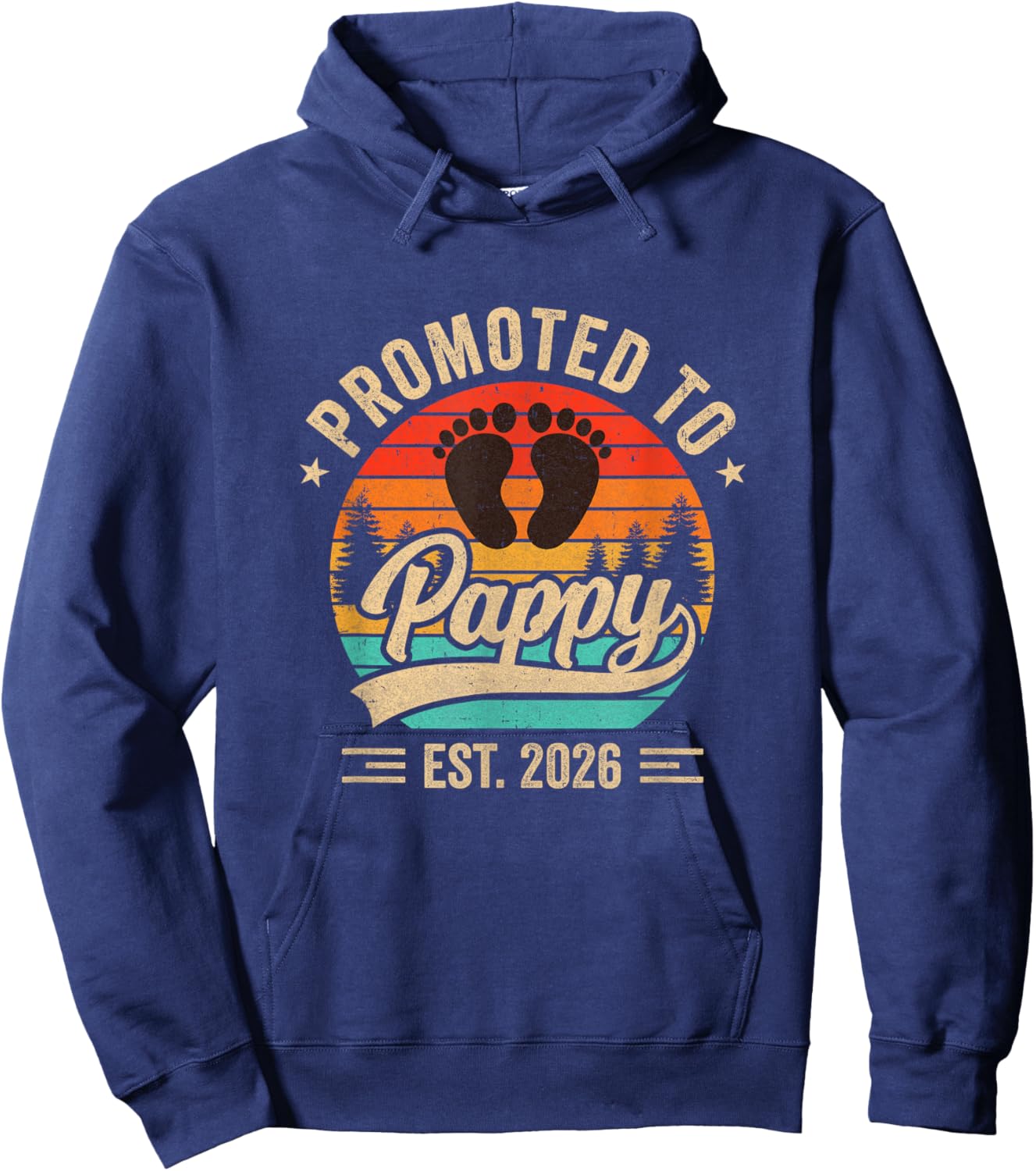 Promoted to Pappy Est 2026 Grandparents Baby Announcement Hoodie - Hoodie | Navy