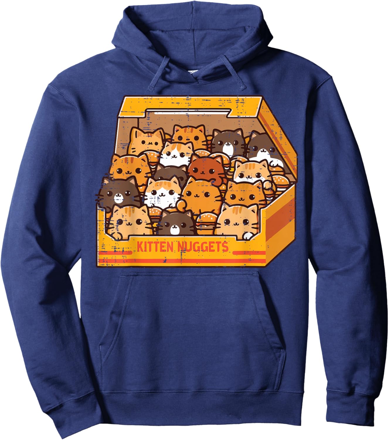 Cats Kitten Nuggets Pun Funny Kitty Food Women Girls Kids Hoodie - Hoodie | Navy