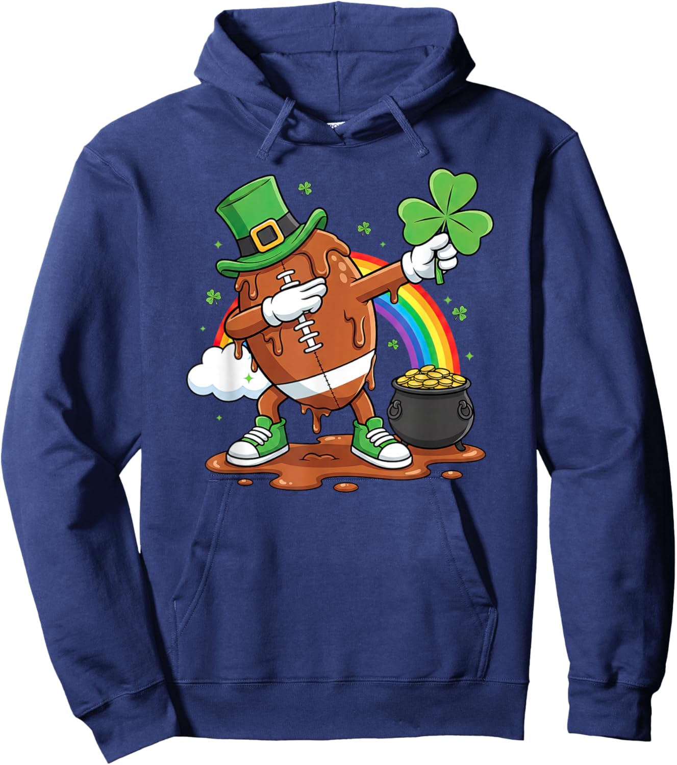 Funny Drip Football Dabbing St Patricks Day Kids Hoodie - Hoodie | Navy