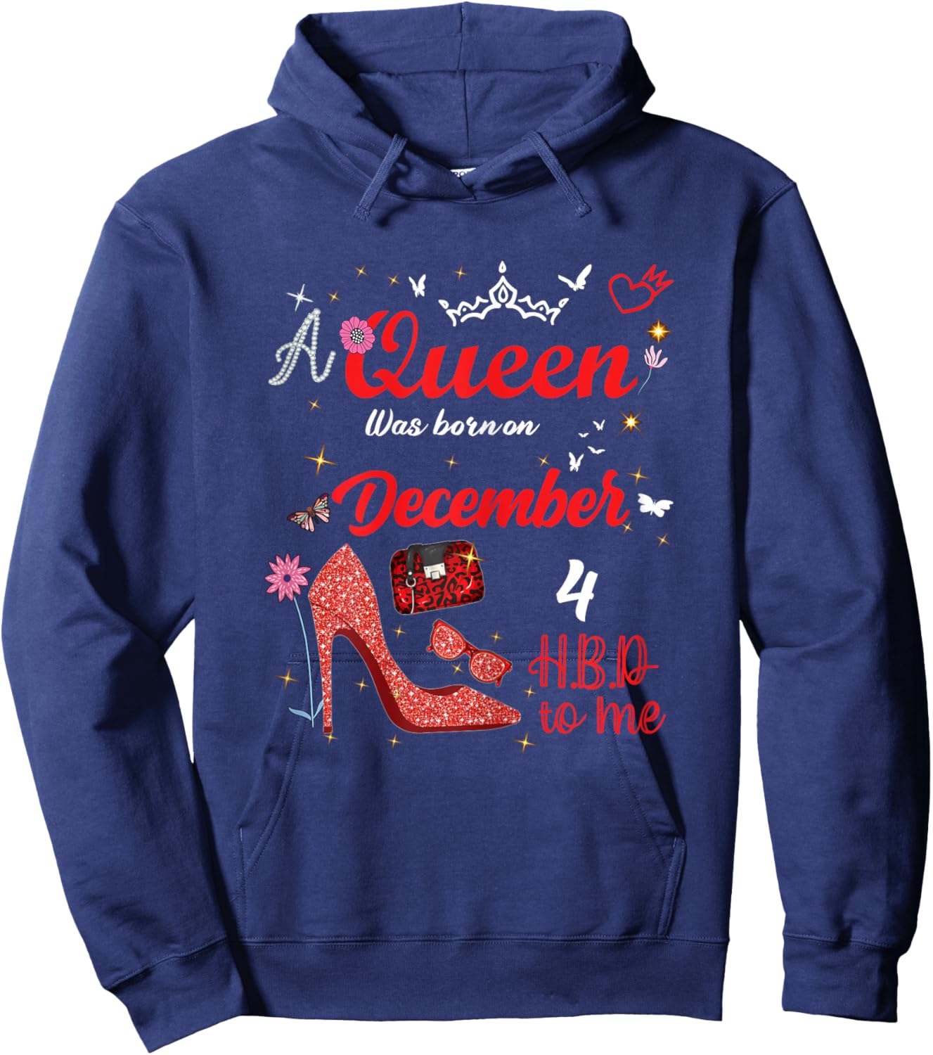 December 4 Birthday This Queen was Born on December 4th Hoodie - Hoodie | Navy