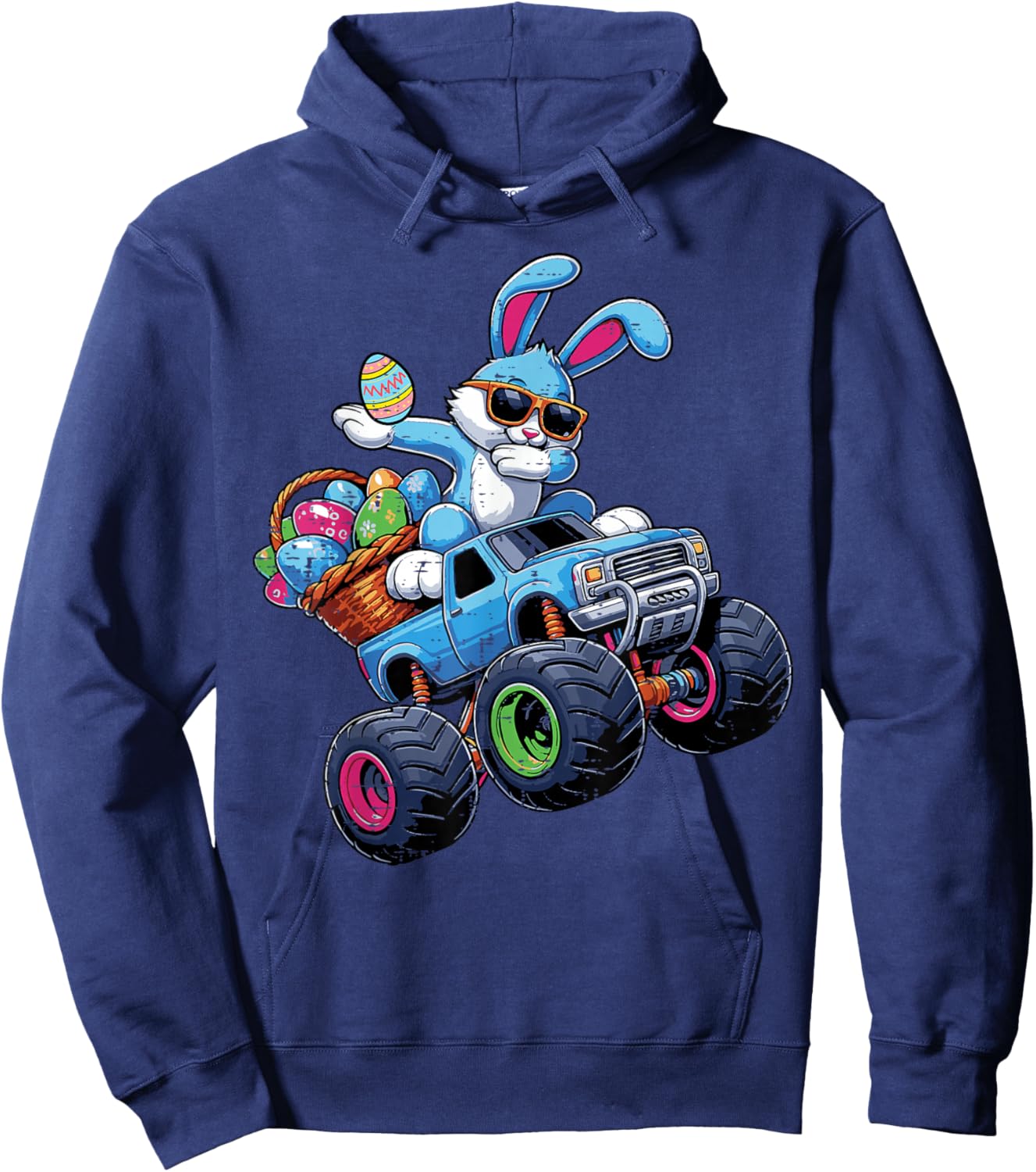 Easter Bunny Dab On Truck Rabbit Boys Kids Youth Men Hoodie - Hoodie | Navy