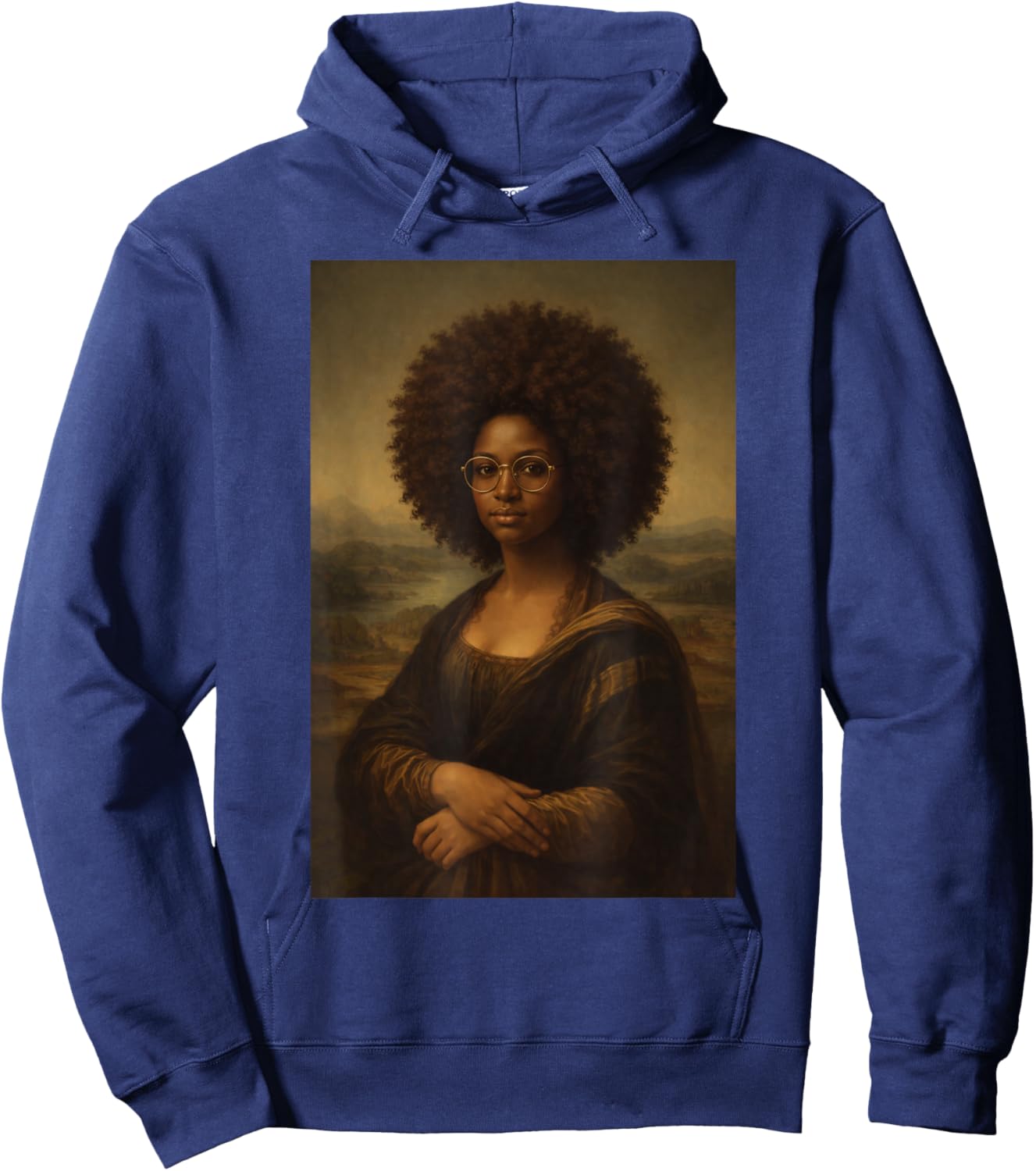 Black Mona Lisa Afro African American Black History Month Hoodie - Hoodie | Navy