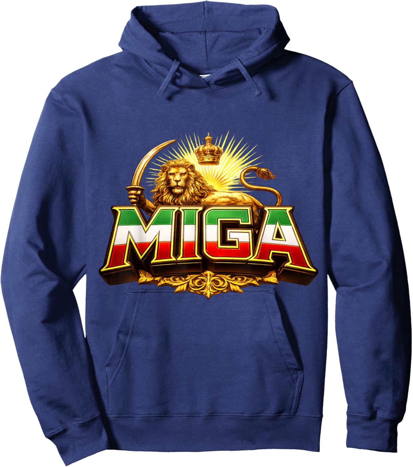 MIGA, Make Iran Great Again,Freedom,Pahlavi,Flag,Lion Hoodie - Hoodie | Navy