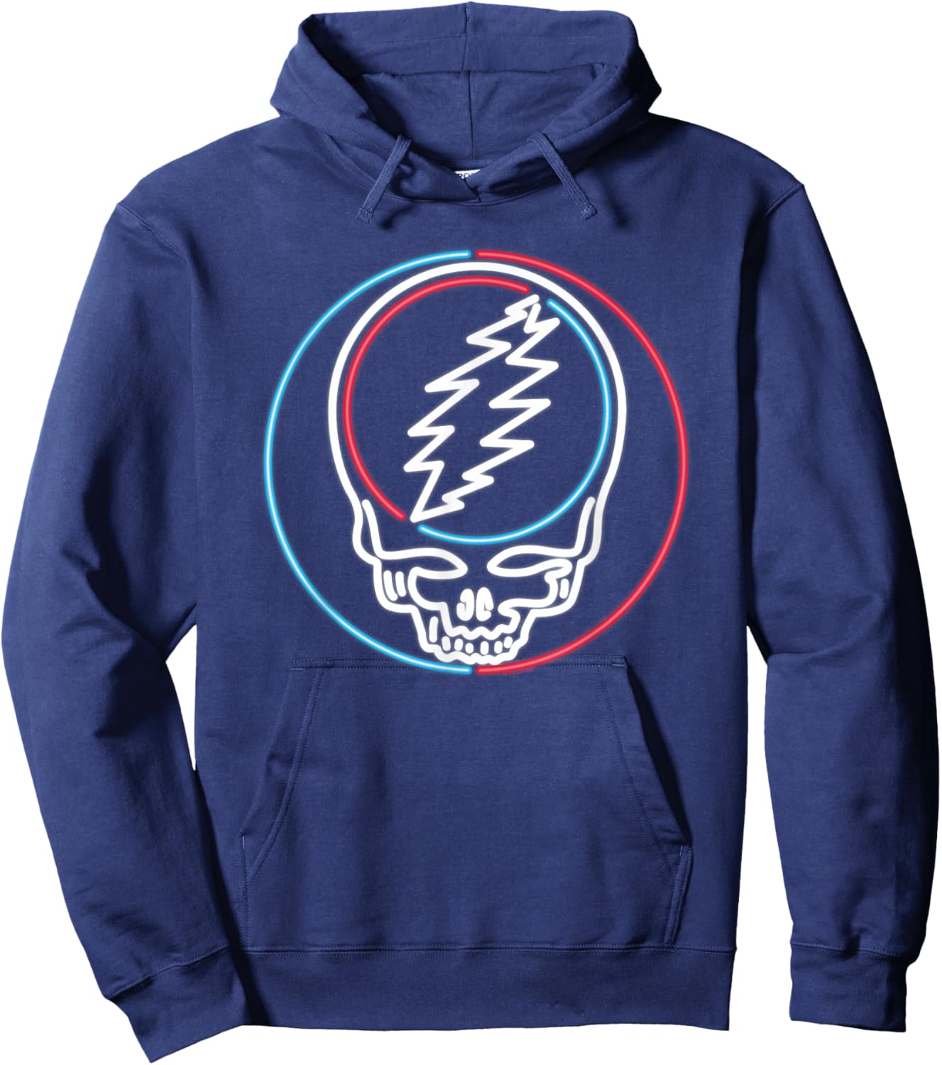Grateful Dead Glowing Neon Sign Steal Your Face Vintage Band Hoodie - Hoodie | Navy