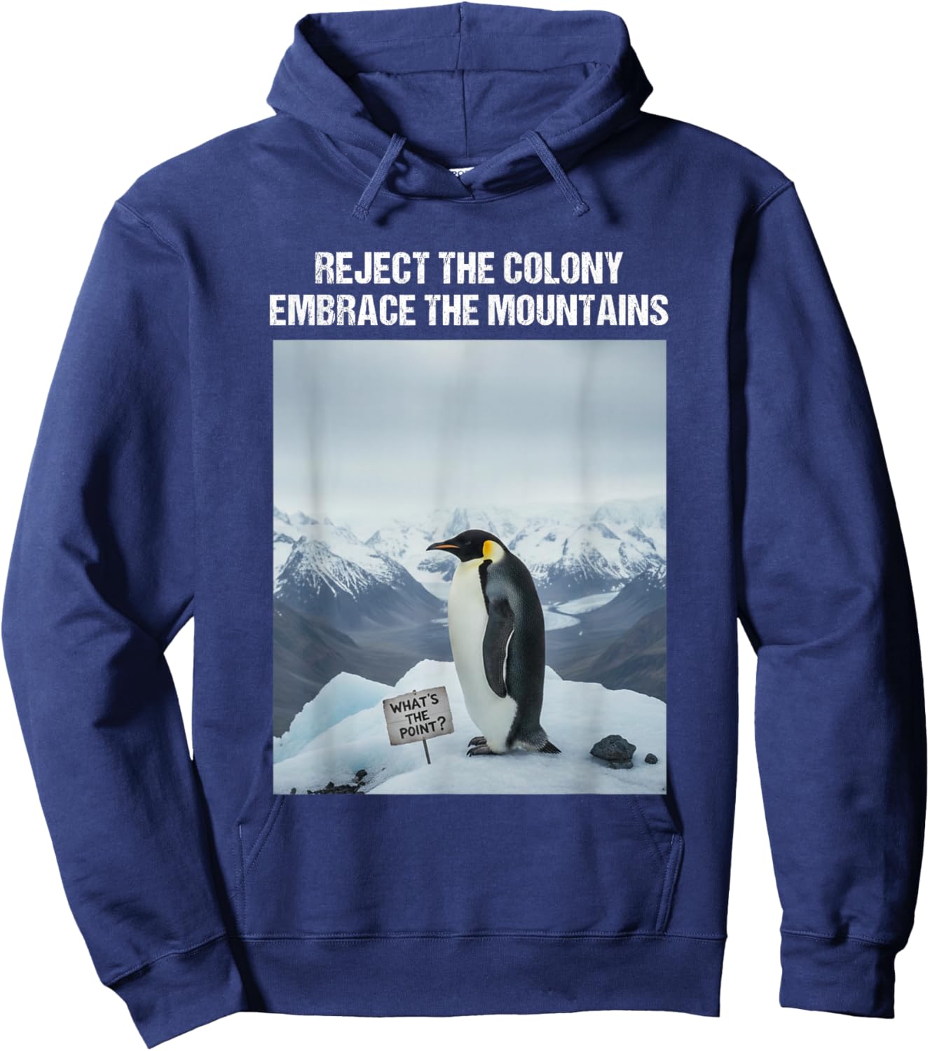 Reject The Colony Embrace The Mountains Nihilist Penguin Hoodie - Hoodie | Navy