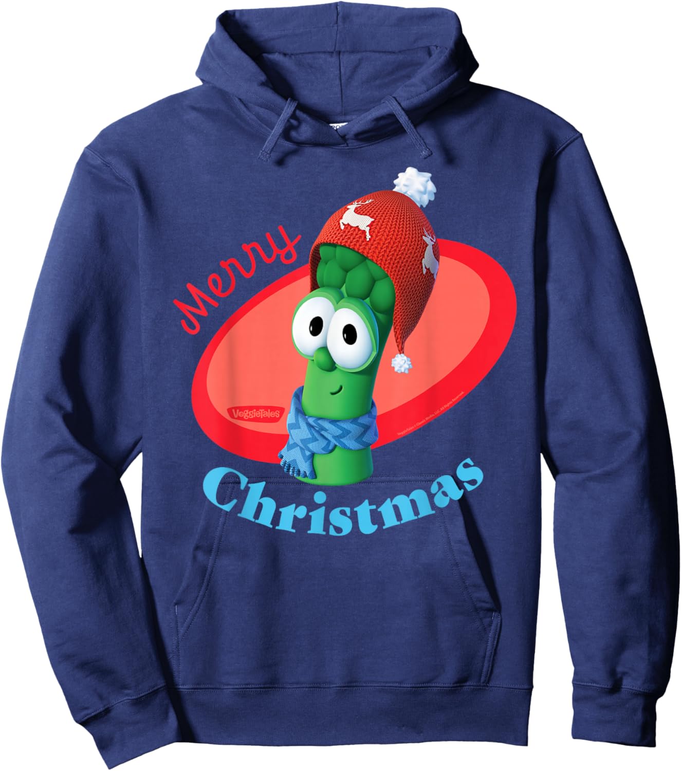 VeggieTales Merry Christmas Junior Asparagus Hoodie - Hoodie | Navy