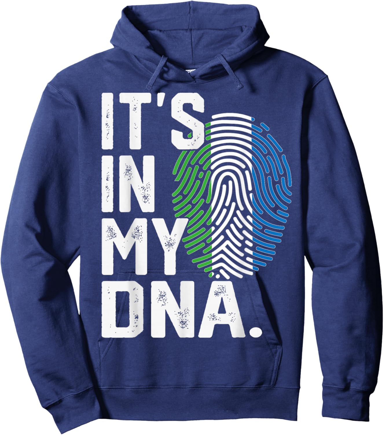 Sierra Leone Roots Flag Fingerprint Graphic Patriotic Hoodie - Hoodie | Navy