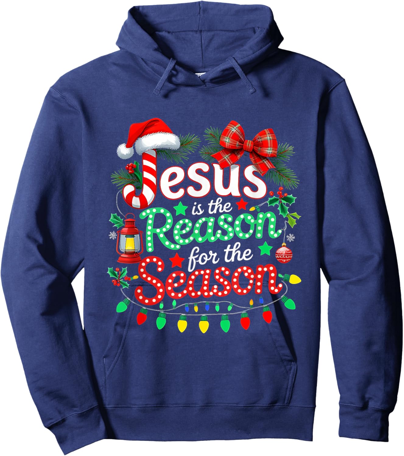 Xmas Christian Christmas Jesus is The Reason for Season Hoodie - Hoodie | Navy