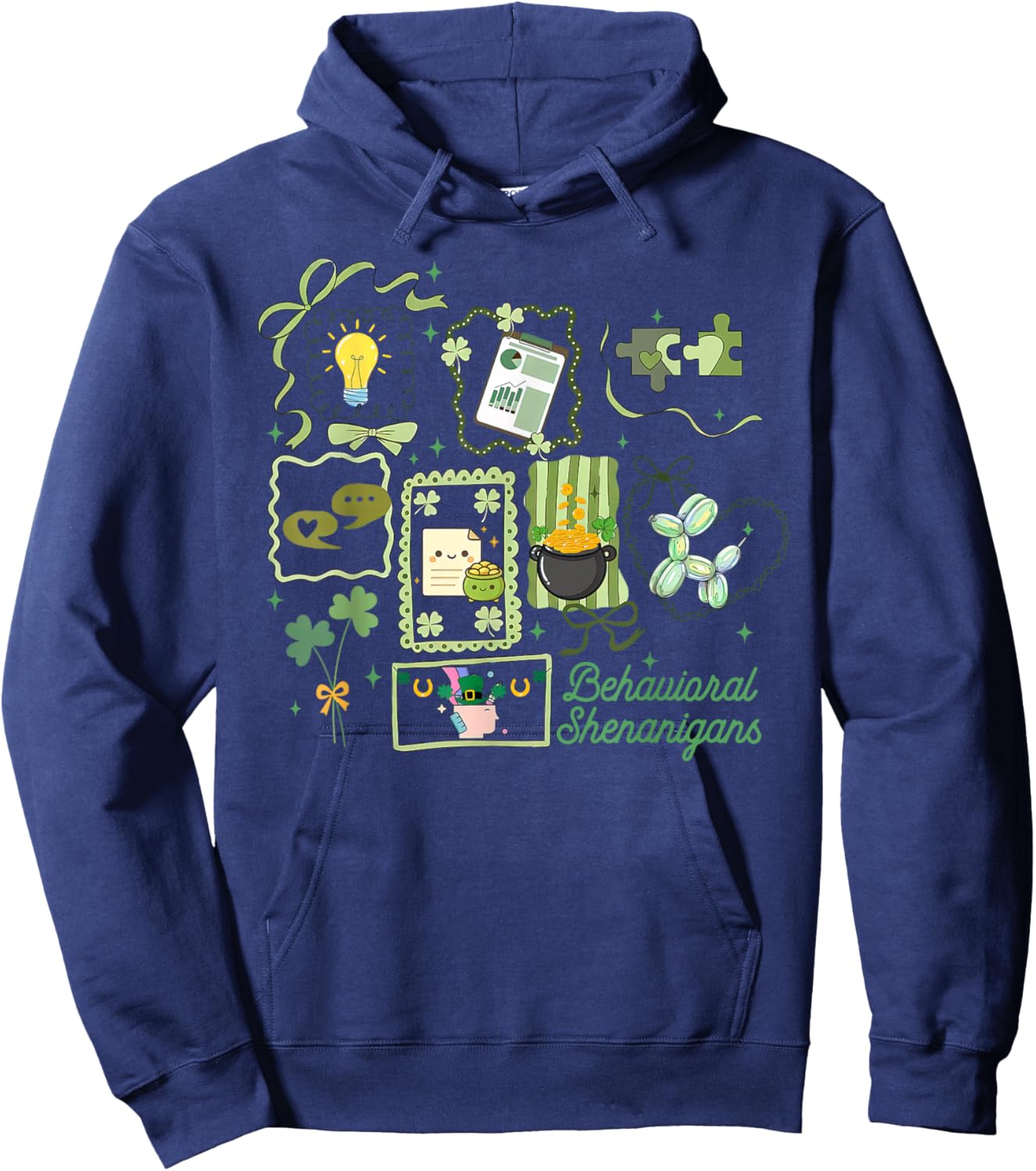 Stamp Behavior Therapy RBT ABA Therapist St Patrick's Day Hoodie - Hoodie | Navy