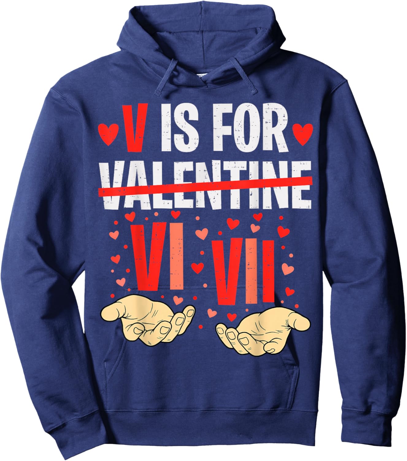 V is for VI VII Funny Six Seven Meme Valentine 67 Boys Kids Hoodie - Hoodie | Navy