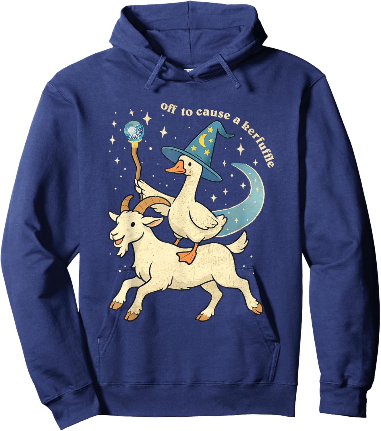 Off to Cause a Kerfuffle Funny Chaotic Weird Animal Goose Hoodie - Hoodie | Navy