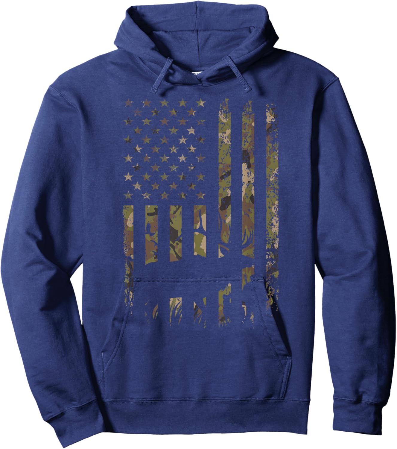 Outdoor Antlers Deer American Flag Camouflage Hoodie - Hoodie | Navy
