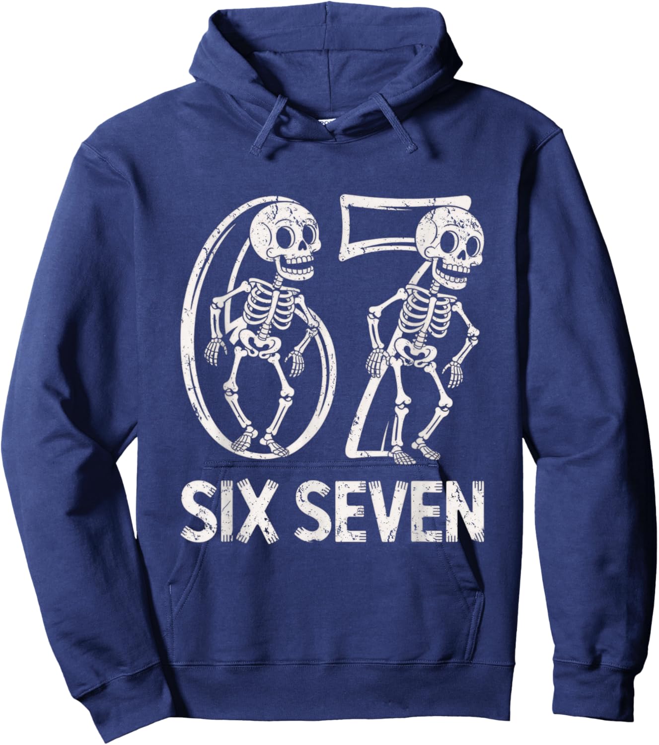 67 Skeleton Funny Six Seven Gen Alpha Halloween 6-7 Meme Hoodie - Hoodie | Navy