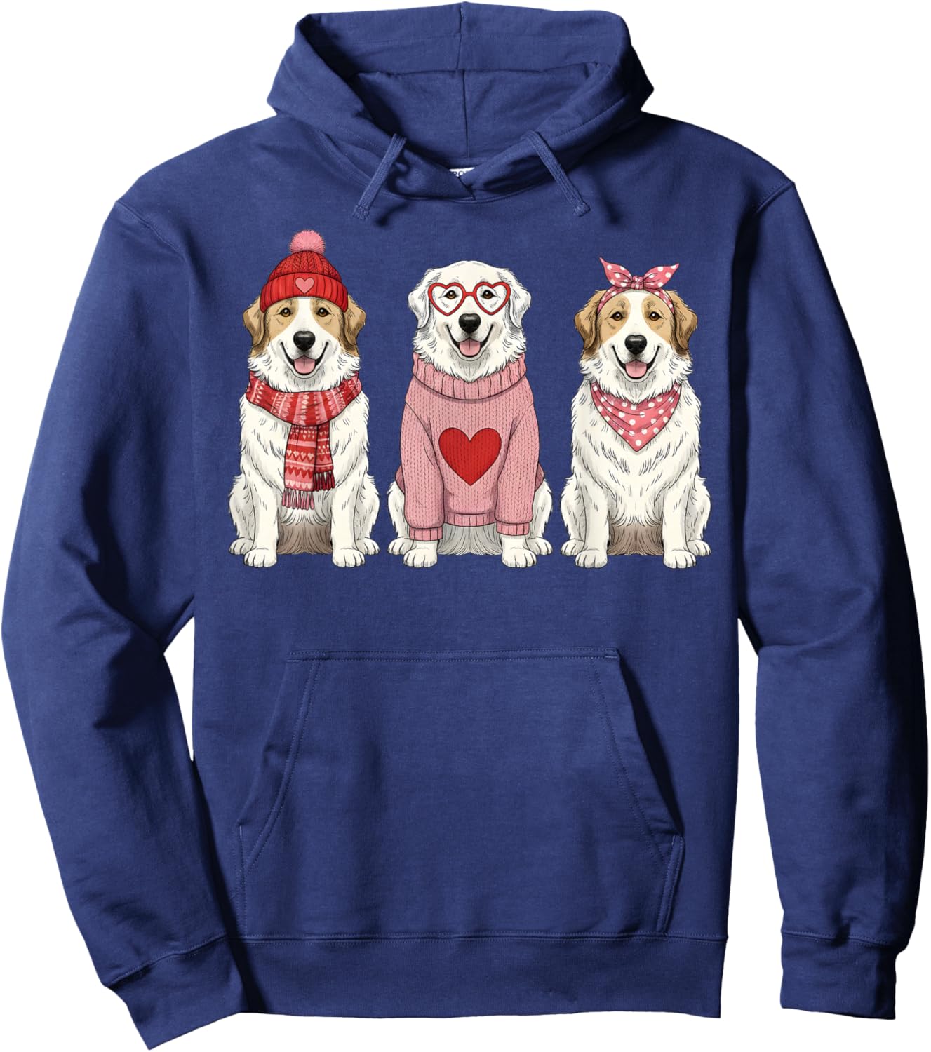 Cute Great Pyrenees Valentine Dog Hoodie - Hoodie | Navy