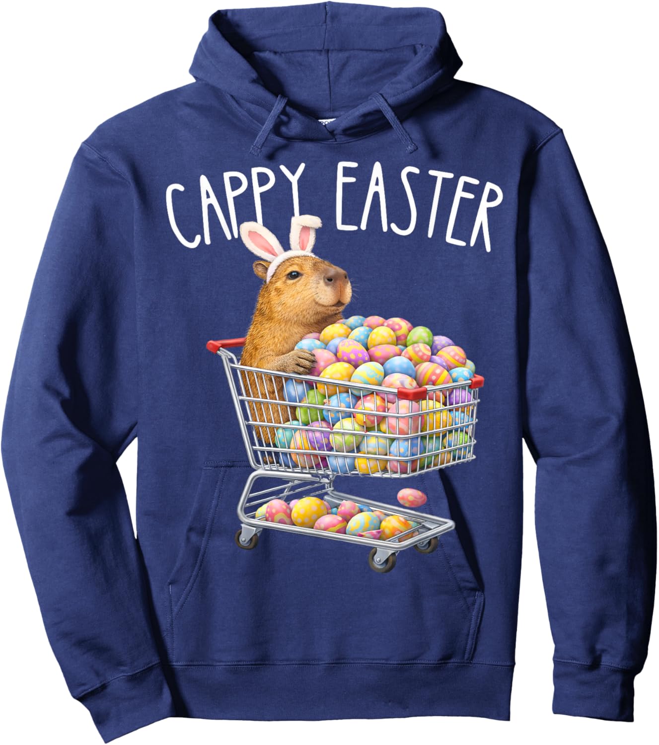 Funny Cappy Easter Capybara Easter Bunny Men Women Kids Hoodie - Hoodie | Navy