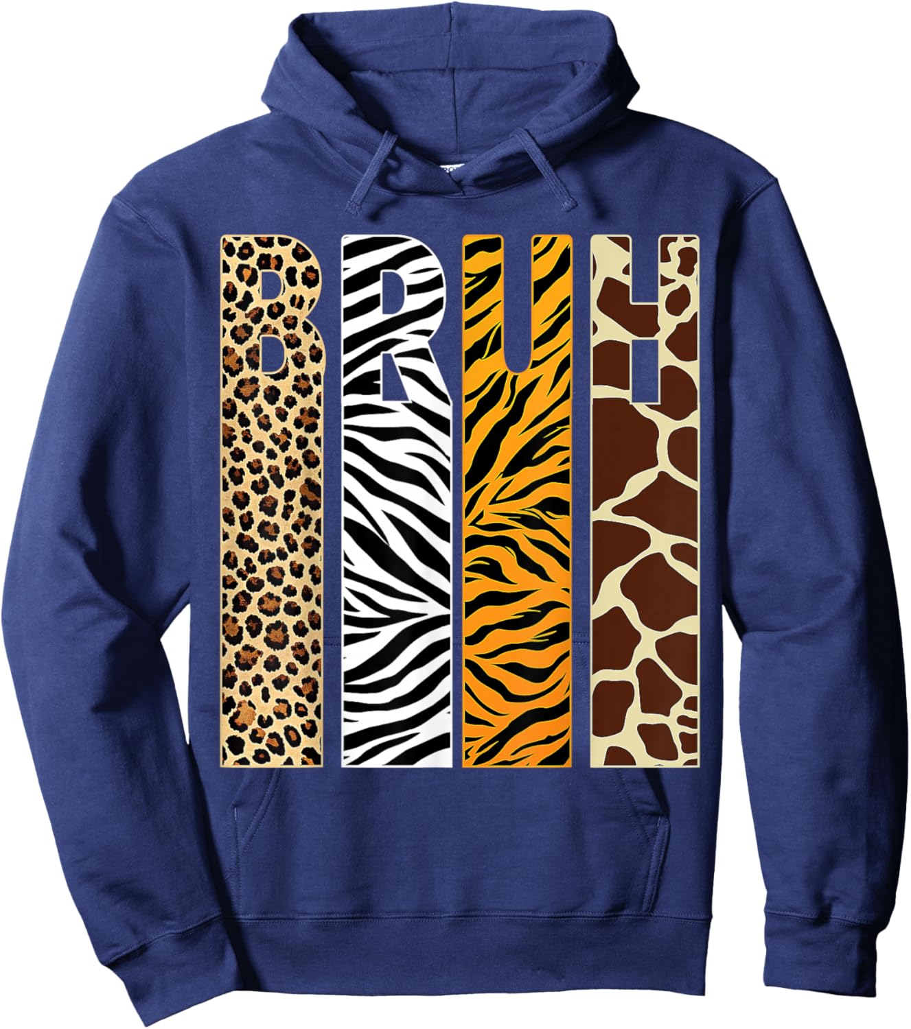 Bruh Boys Animal Print Clothes Kids Zoo Toddler Boy Hoodie - Hoodie | Navy